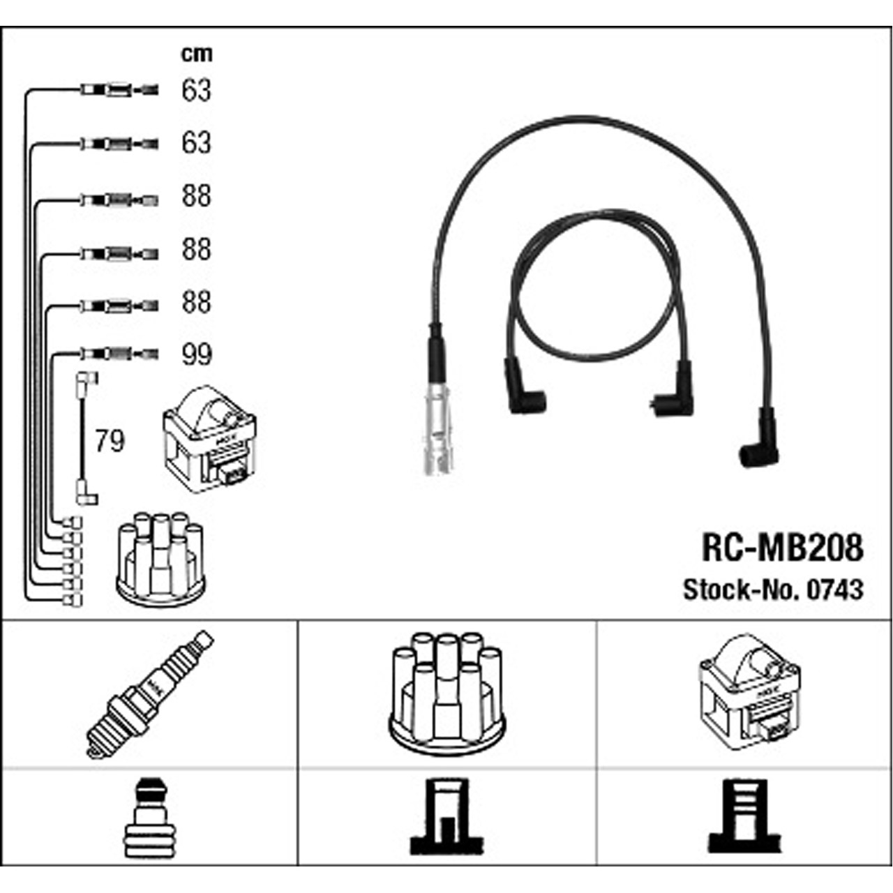 NGK 0743 RC-MB208 Zündkabelsatz Zündleitungssatz