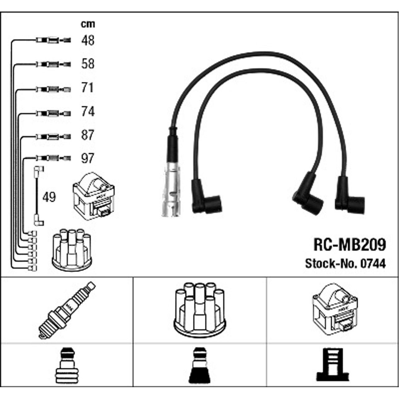 NGK 0744 RC-MB209 Zündkabelsatz Zündleitungssatz