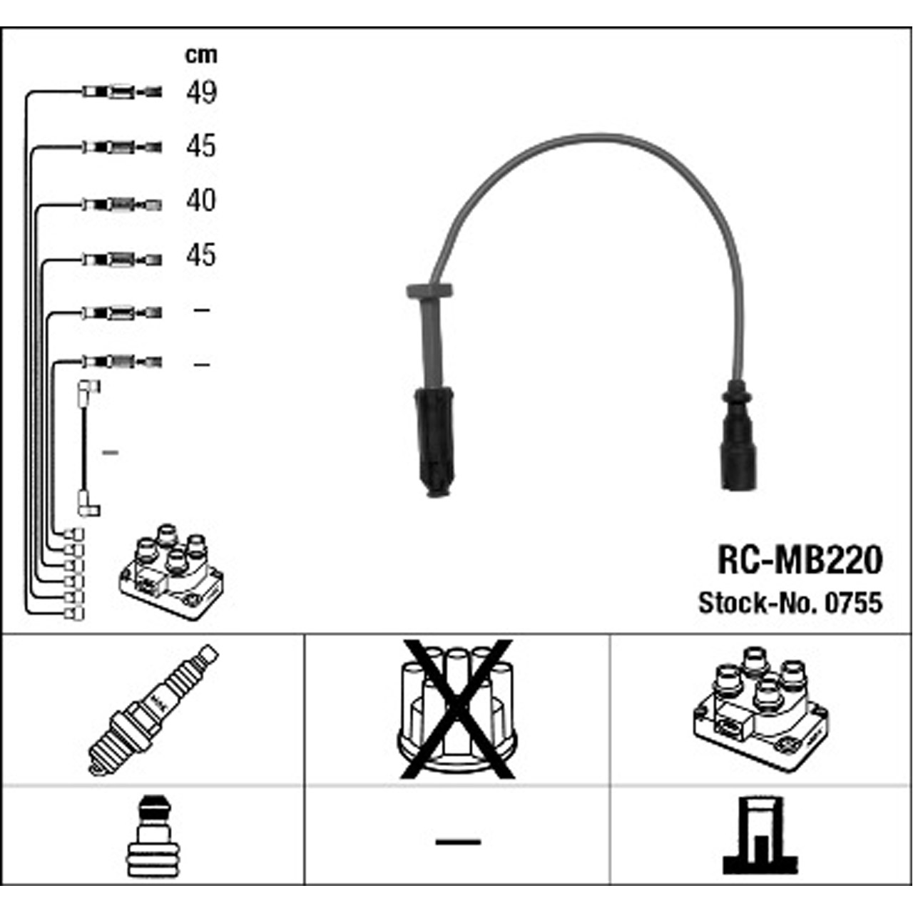 NGK 0755 RC-MB220 Zündkabelsatz Zündleitungssatz