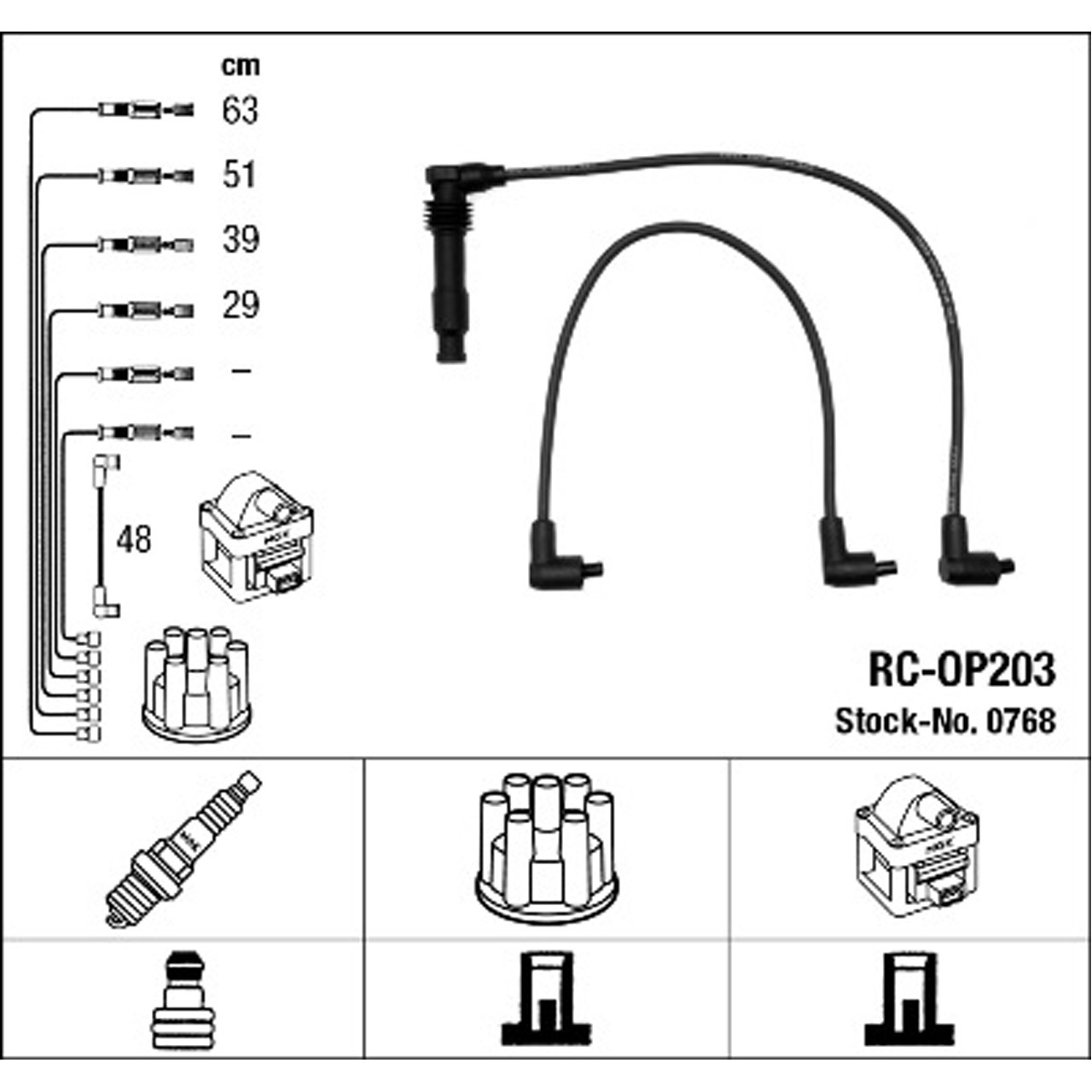 NGK 0768 RC-OP203 Zündkabelsatz Zündleitungssatz