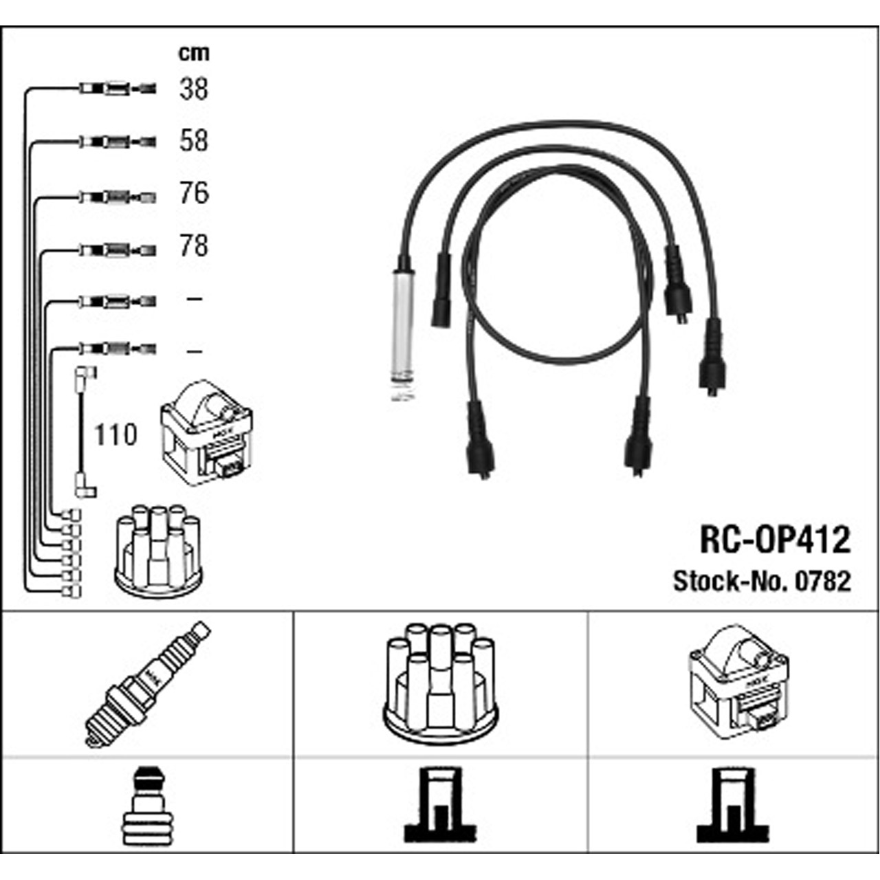 NGK 0782 RC-OP412 Zündkabelsatz Zündleitungssatz