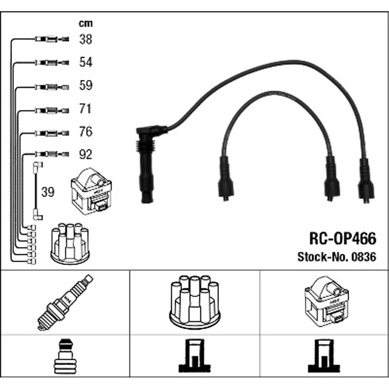 NGK 0836 RC-OP466 Zündkabelsatz Zündleitungssatz