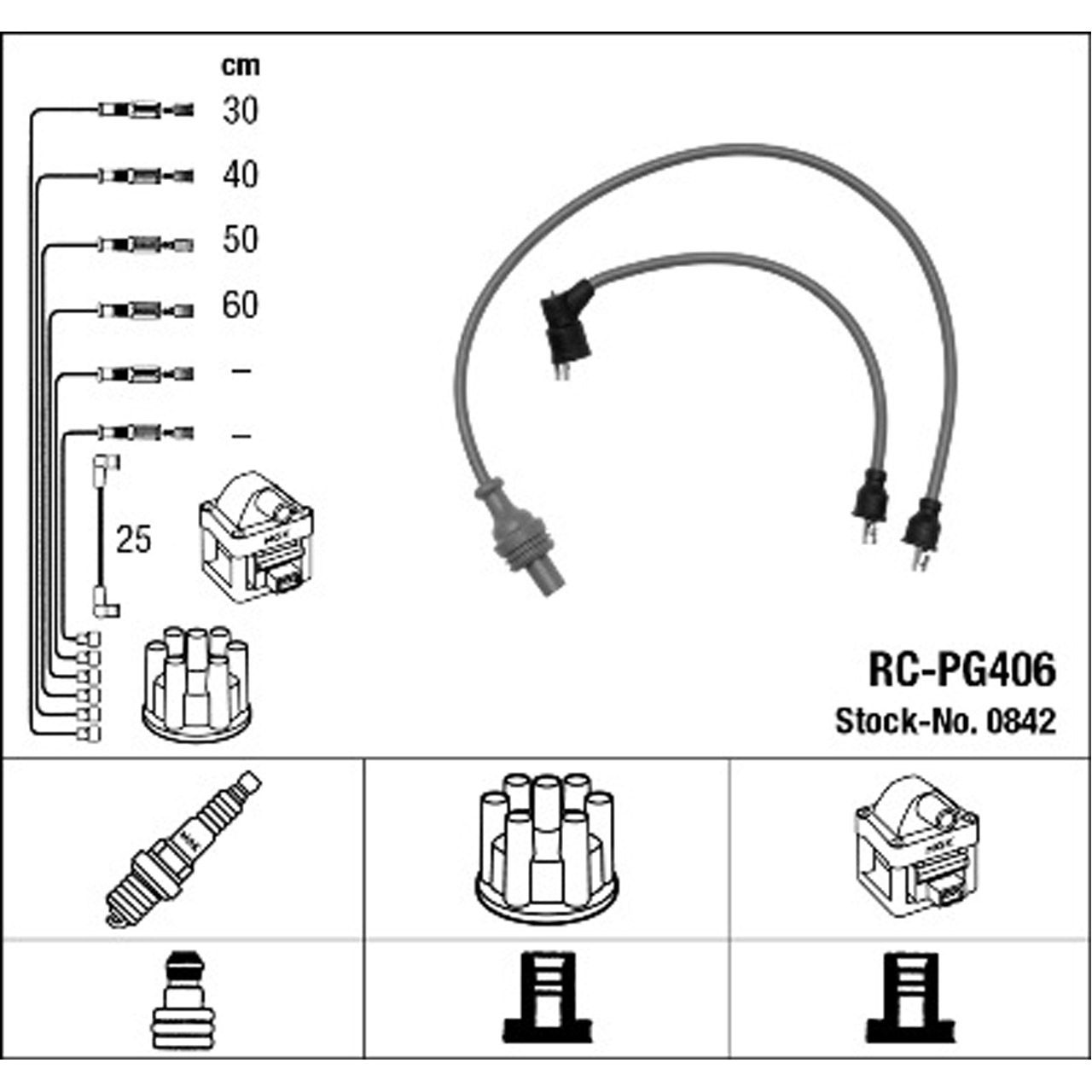 NGK 0842 RC-PG406 Zündkabelsatz Zündleitungssatz