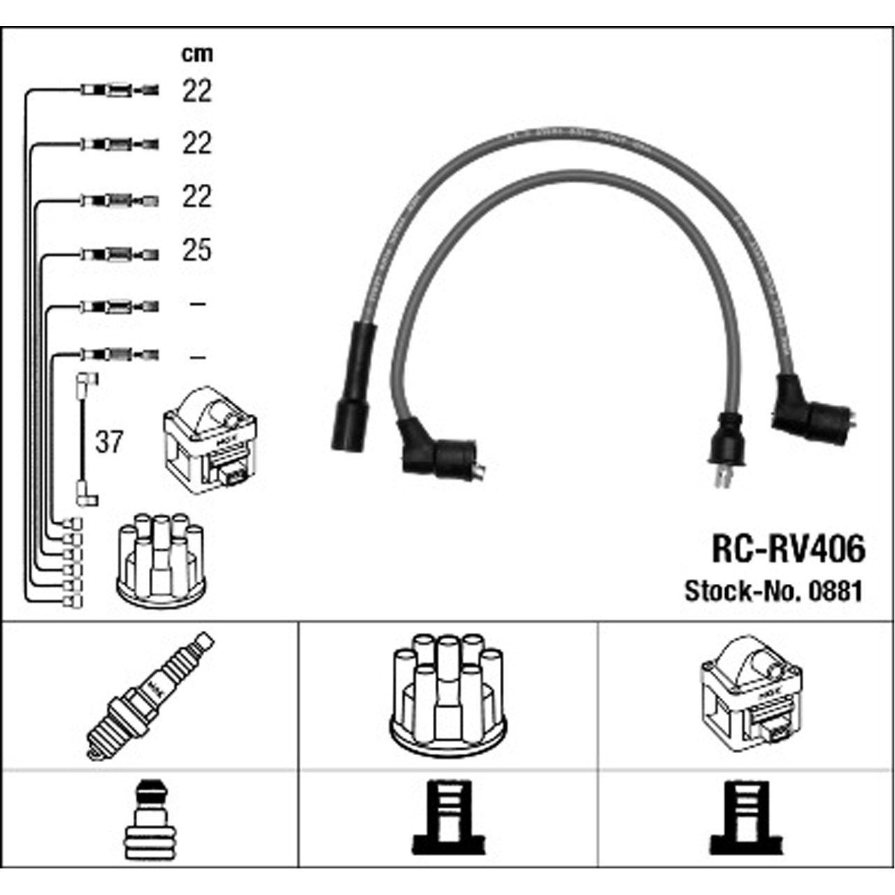 NGK 0881 RC-RV406 Zündkabelsatz Zündleitungssatz