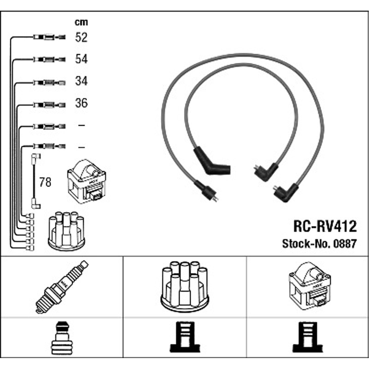 NGK 0887 RC-RV412 Zündkabelsatz Zündleitungssatz