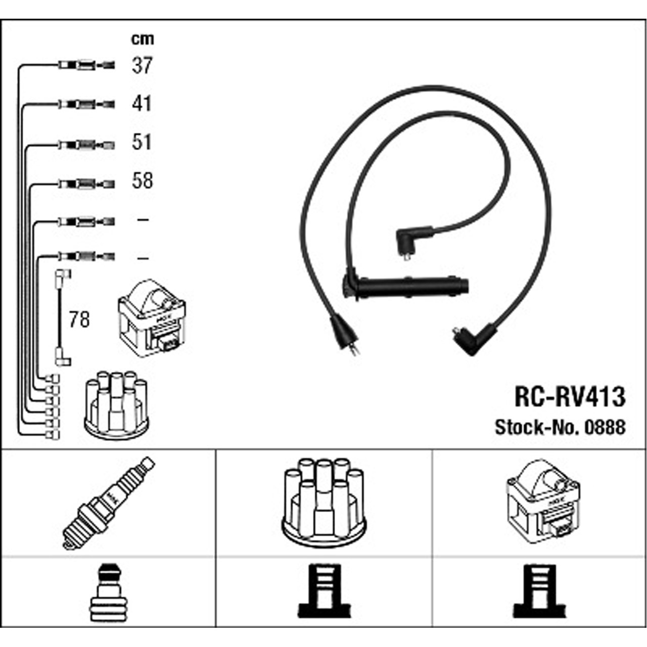 NGK 0888 RC-RV413 Zündkabelsatz Zündleitungssatz