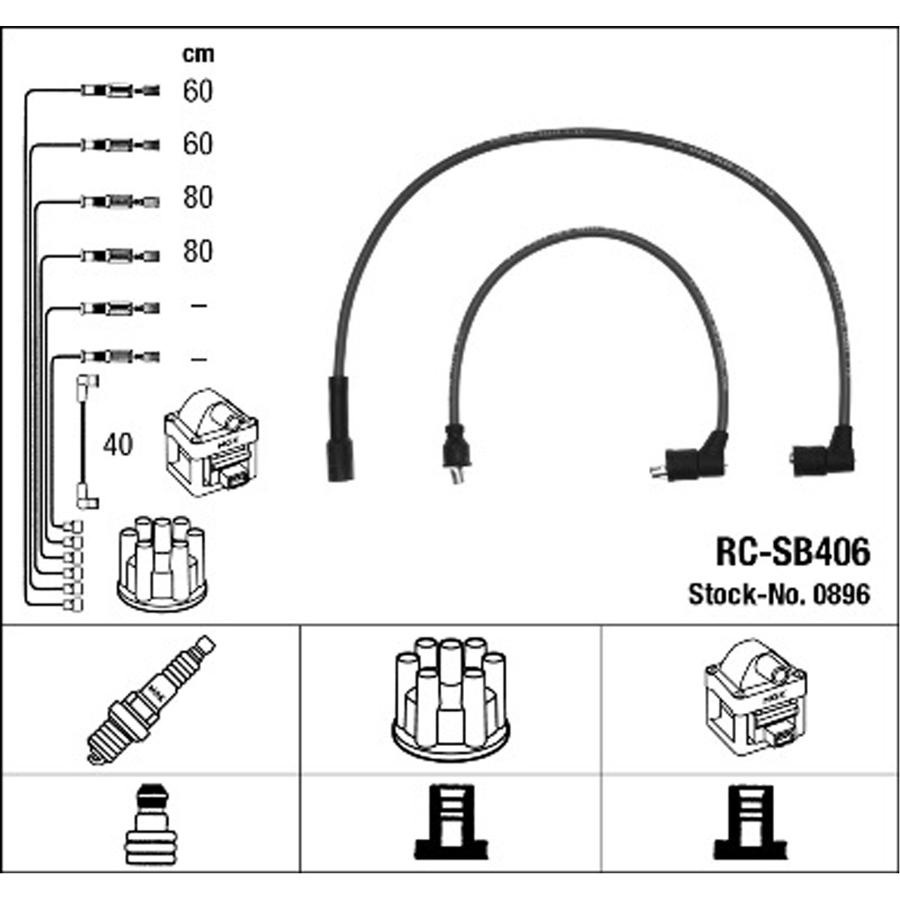 NGK 0896 RC-SB406 Zündkabelsatz Zündleitungssatz