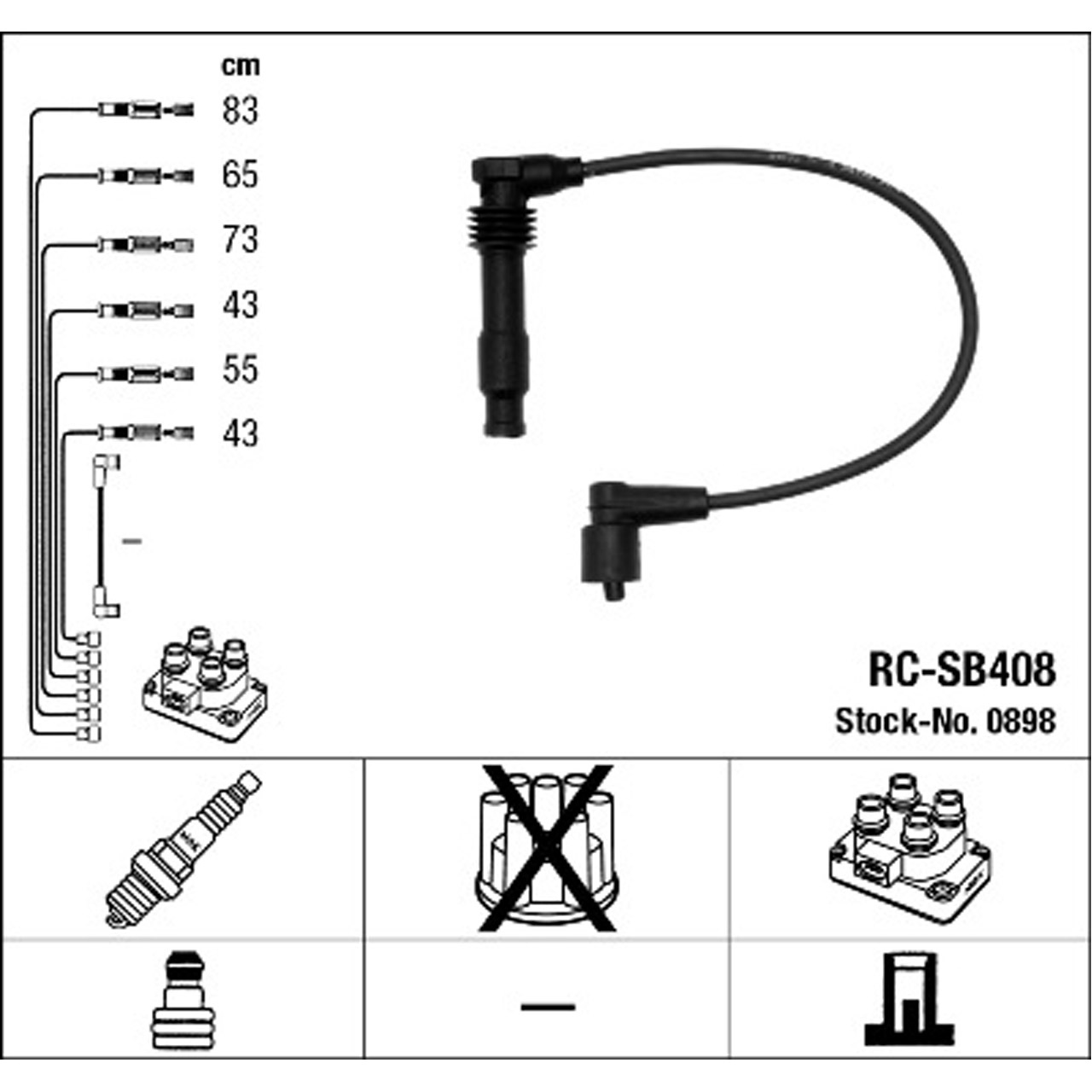 NGK 0898 RC-SB408 Zündkabelsatz Zündleitungssatz