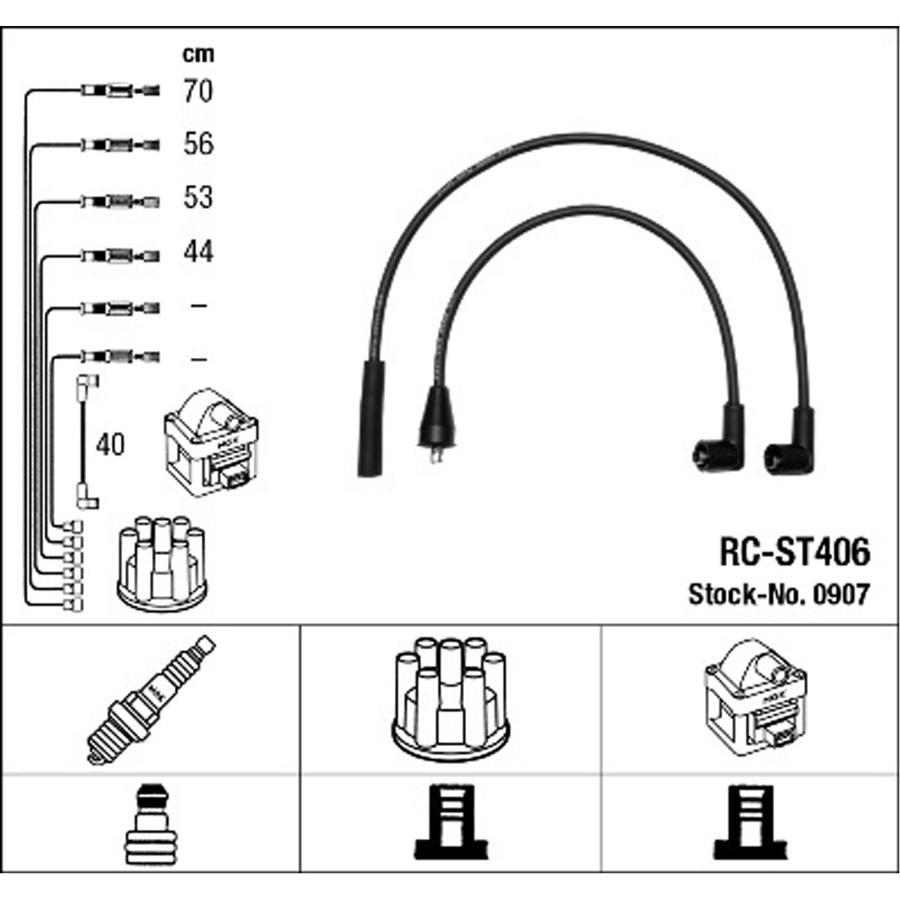 NGK 0907 RC-ST406 Zündkabelsatz Zündleitungssatz