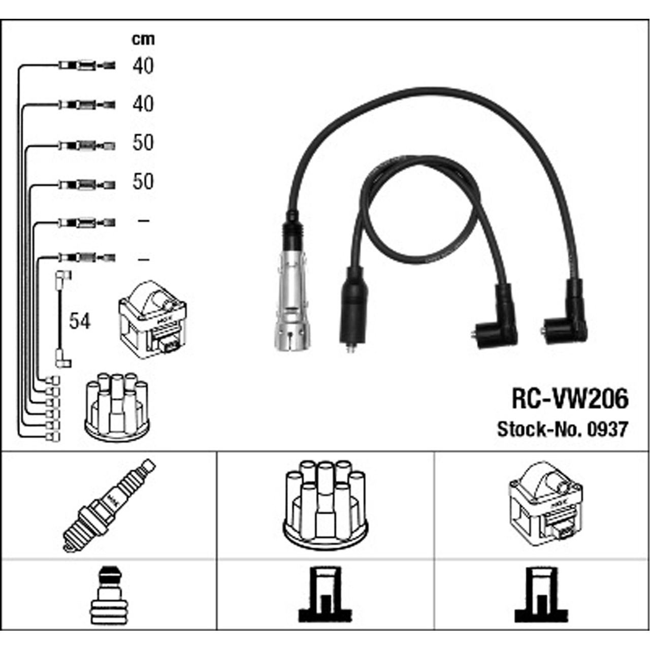 NGK 0937 RC-VW206 Zündkabelsatz Zündleitungssatz