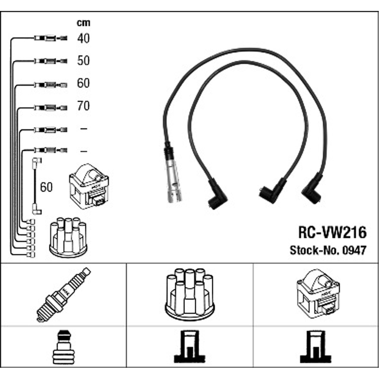 NGK 0947 RC-VW216 Zündkabelsatz Zündleitungssatz