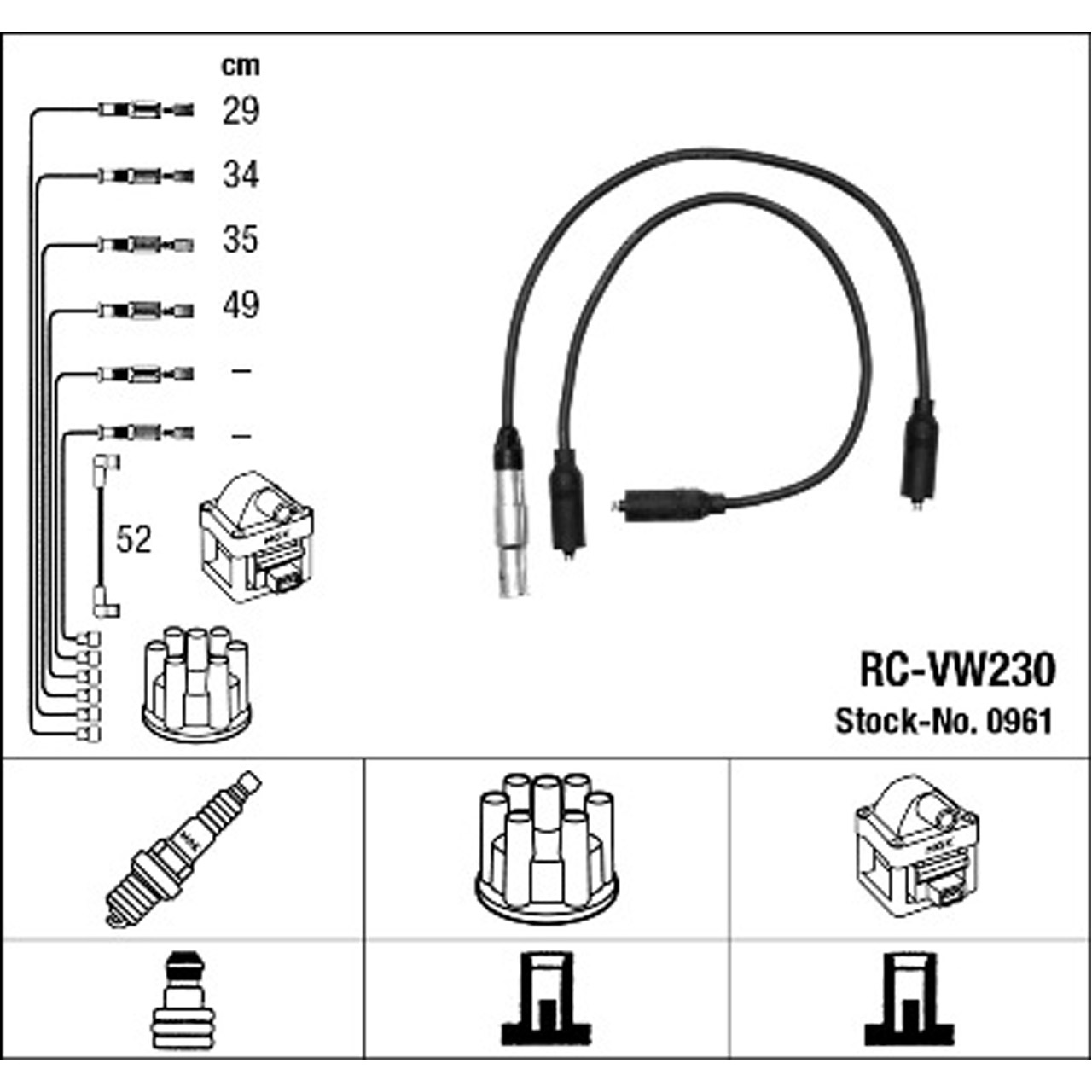 NGK 0961 RC-VW230 Zündkabelsatz Zündleitungssatz