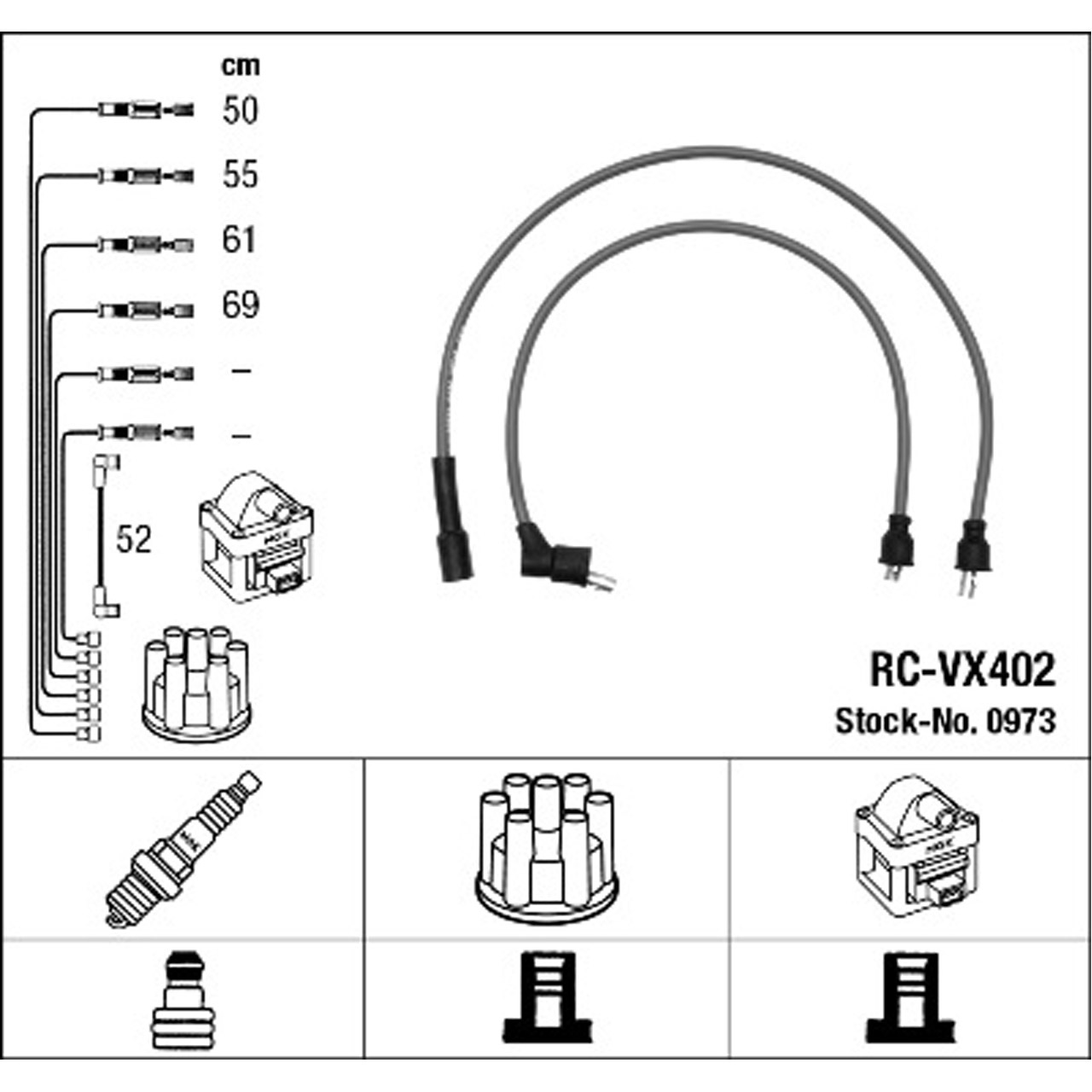 NGK 0973 RC-VX402 Zündkabelsatz Zündleitungssatz