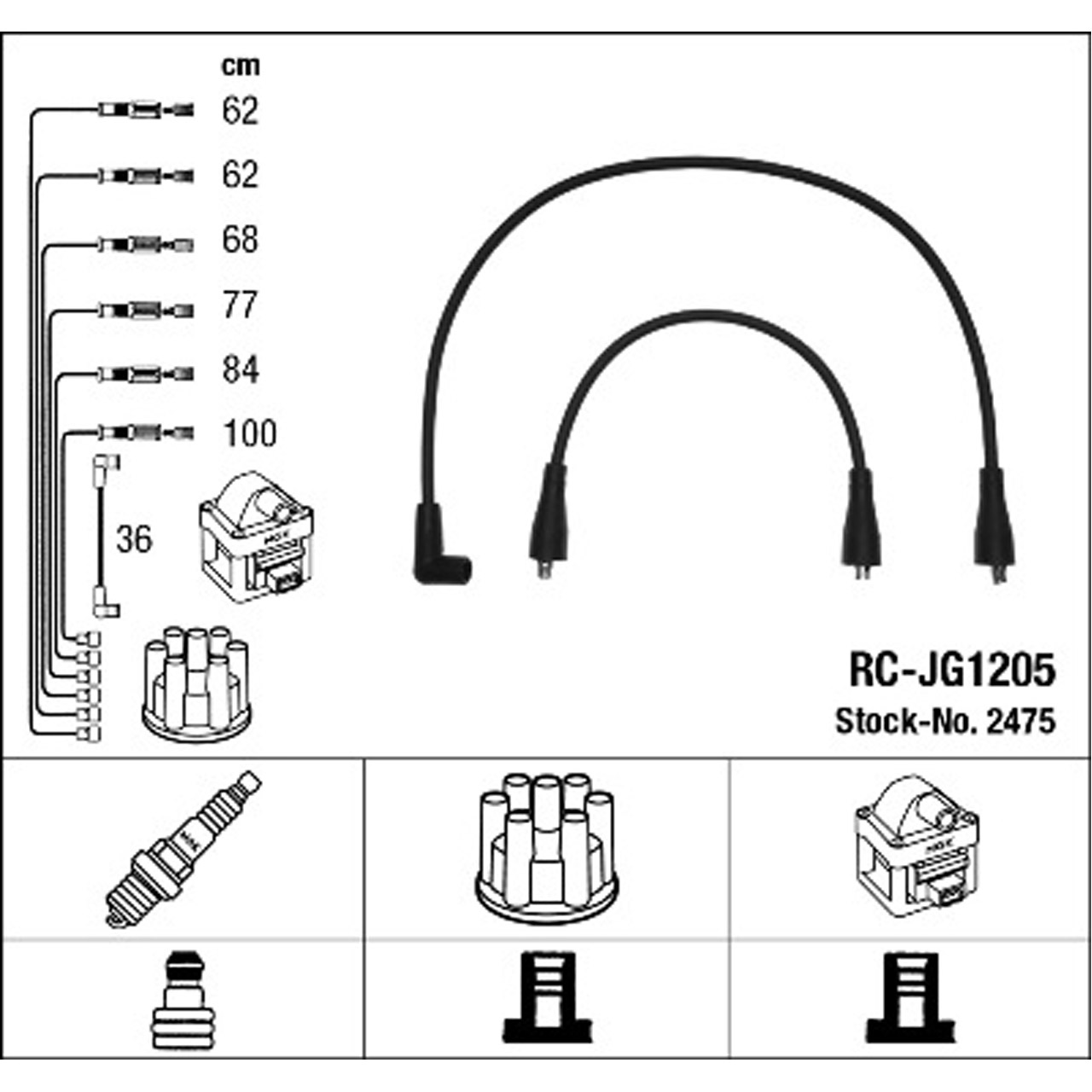 NGK 2475 RC-JG1205 Zündkabelsatz Zündleitungssatz