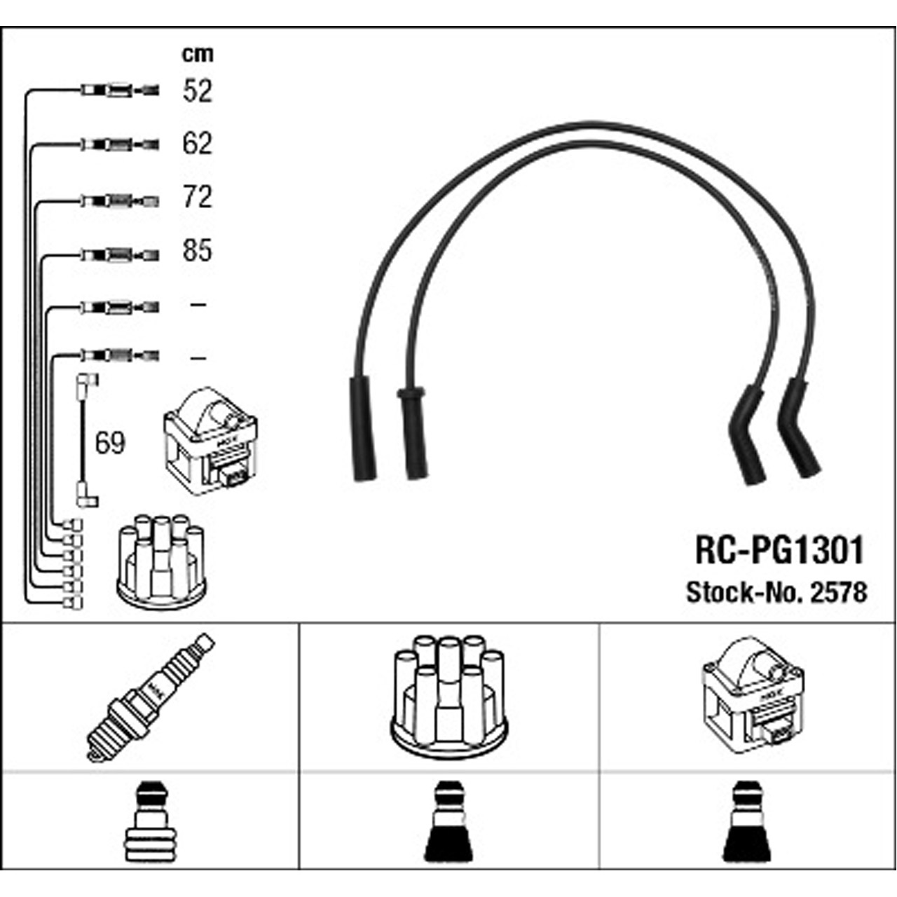 NGK 2578 RC-PG1301 Zündkabelsatz Zündleitungssatz