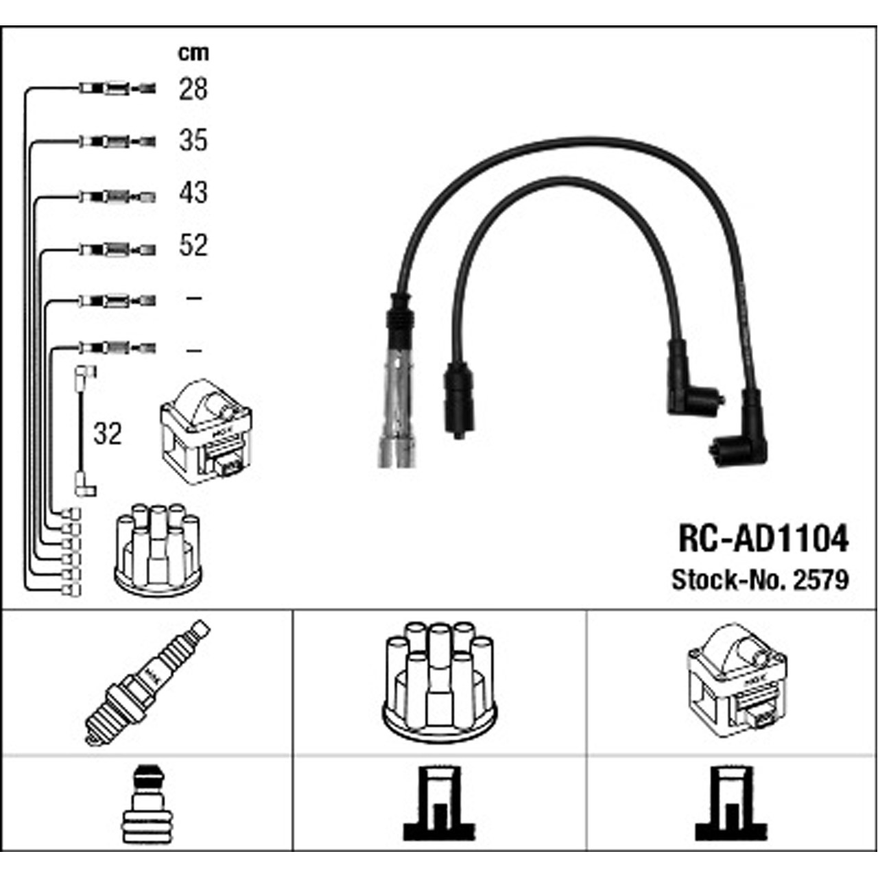 NGK 2579 RC-AD1104 Zündkabelsatz Zündleitungssatz