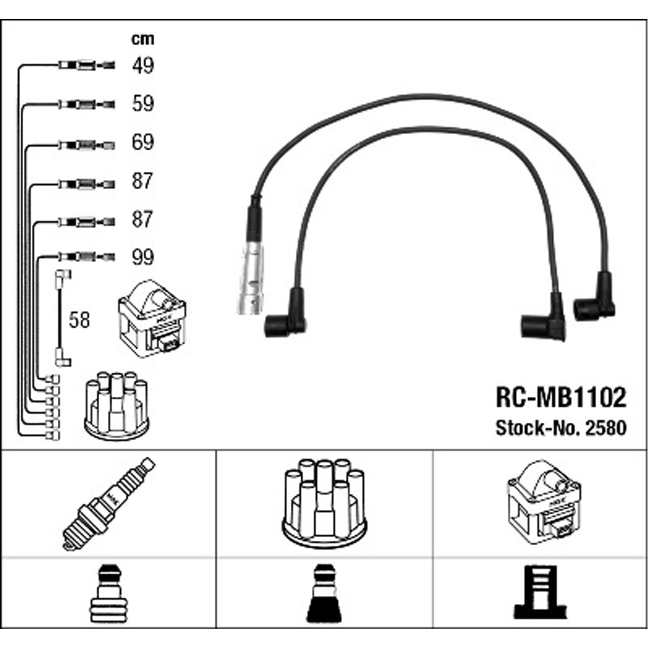 NGK 2580 RC-MB1102 Zündkabelsatz Zündleitungssatz