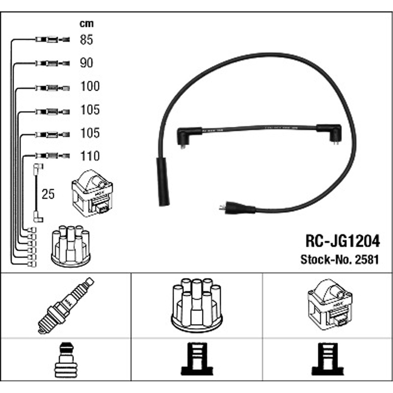 NGK 2581 RC-JG1204 Zündkabelsatz Zündleitungssatz