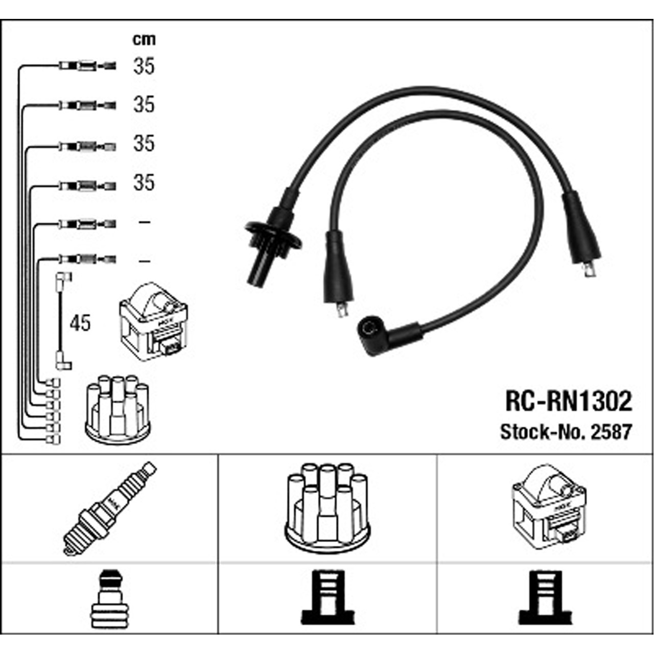 NGK 2587 RC-RN1302 Zündkabelsatz Zündleitungssatz