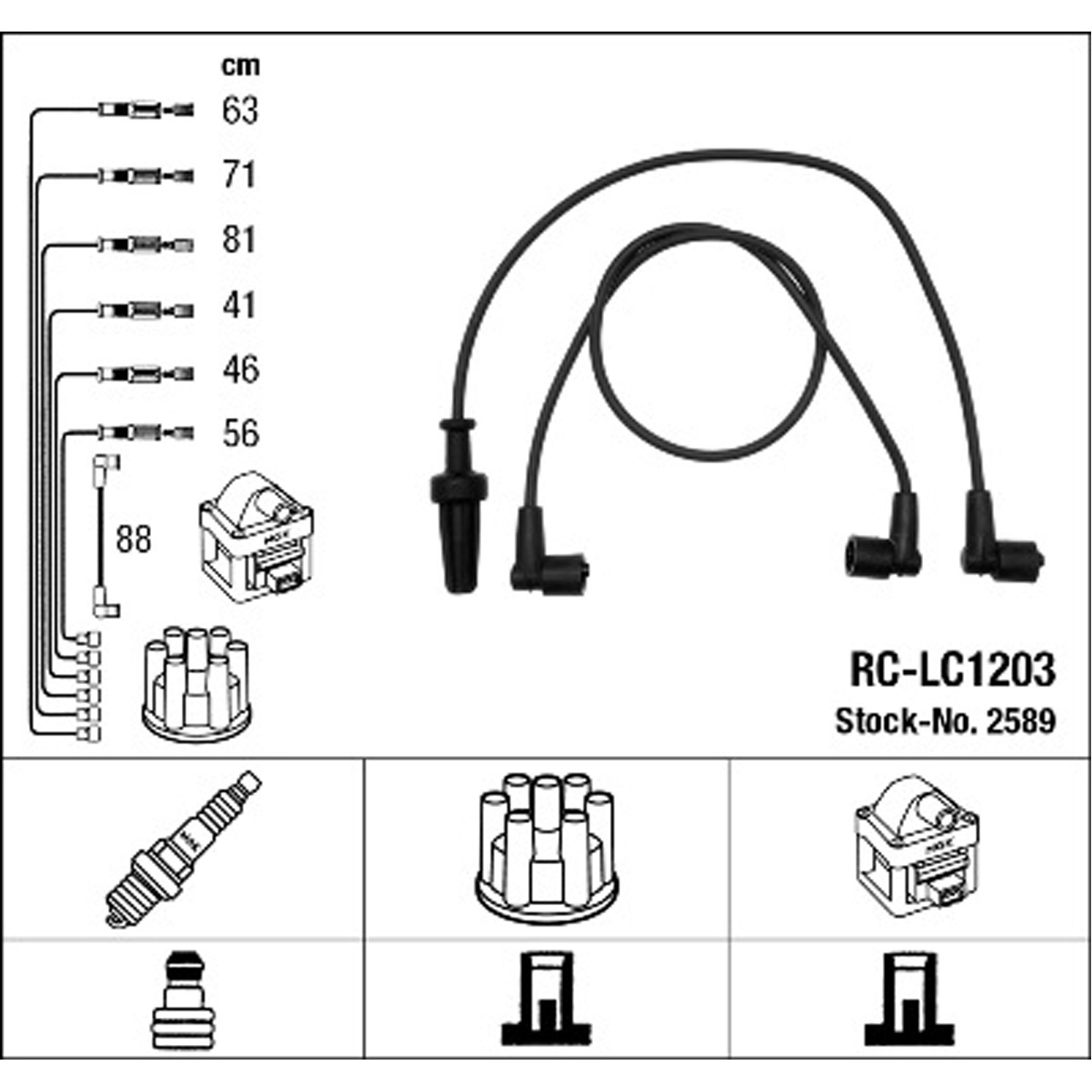 NGK 2589 RC-LC1203 Zündkabelsatz Zündleitungssatz