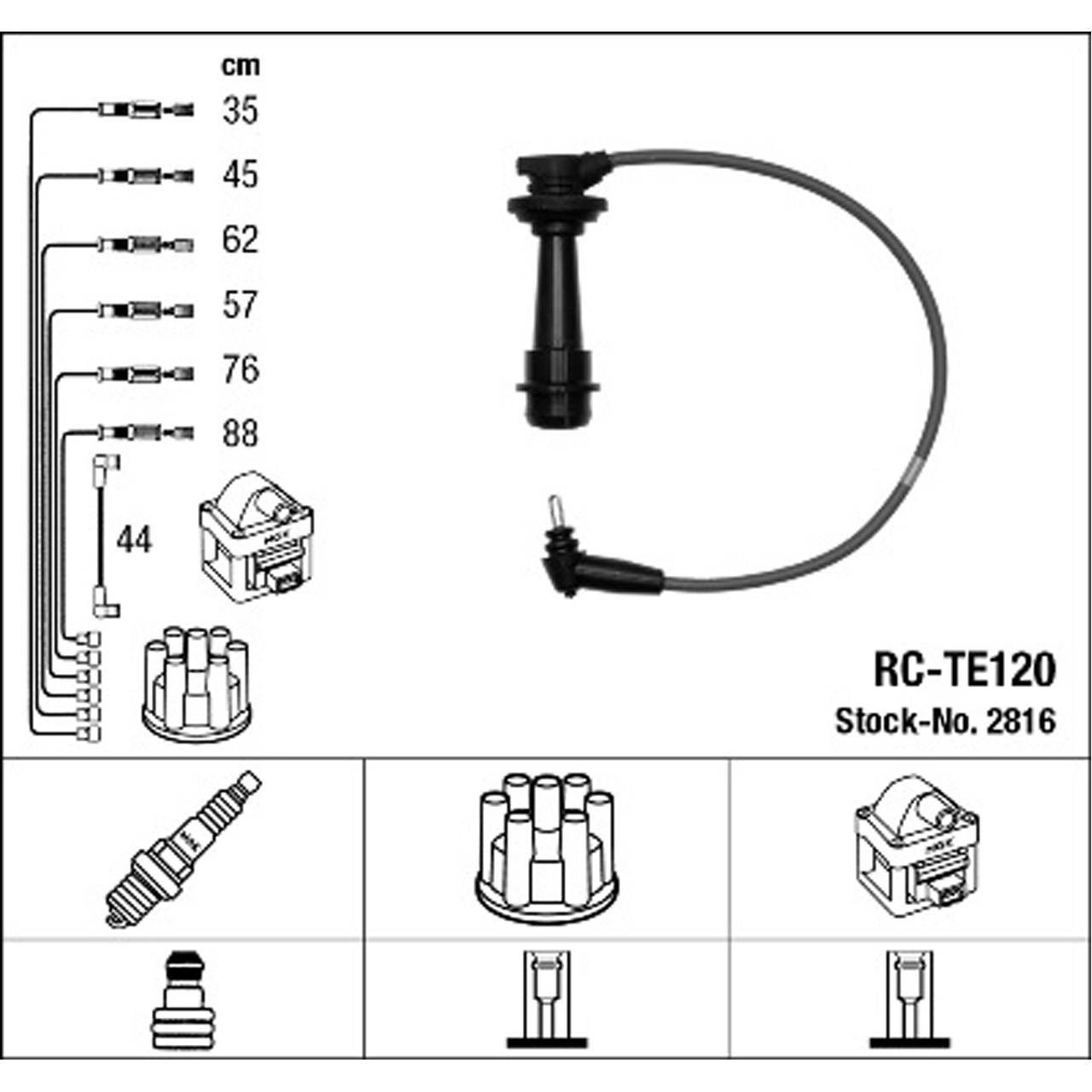 NGK 2816 RC-TE120 Zündkabelsatz LEXUS GS (JZS147_) 300 212 PS 01.1993-08.1997