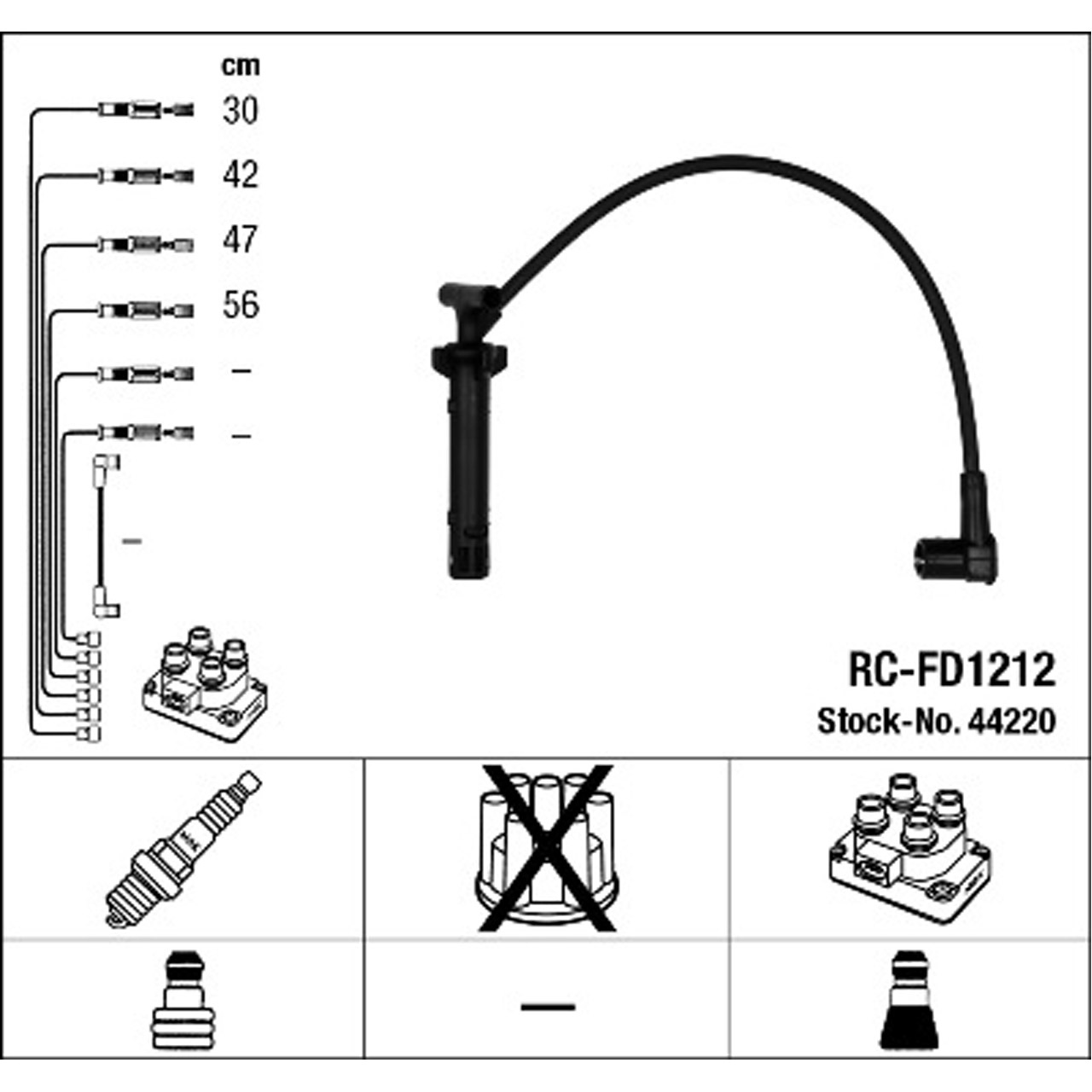 NGK 44220 RC-FD1212 Zündkabelsatz FORD Galaxy 1 (WGR) 2.3 16V 140/146 PS ab 04.2000