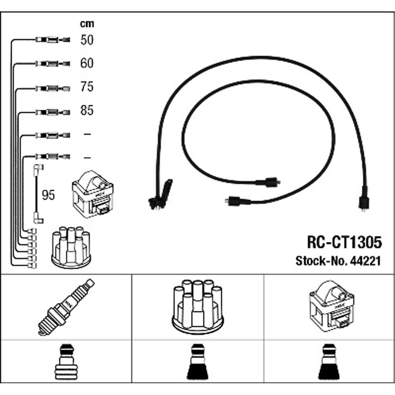 NGK 44221 RC-CT1305 Zündkabelsatz CITROEN CX I (MA) 2000 2200 2400 GTi 102-131 PS