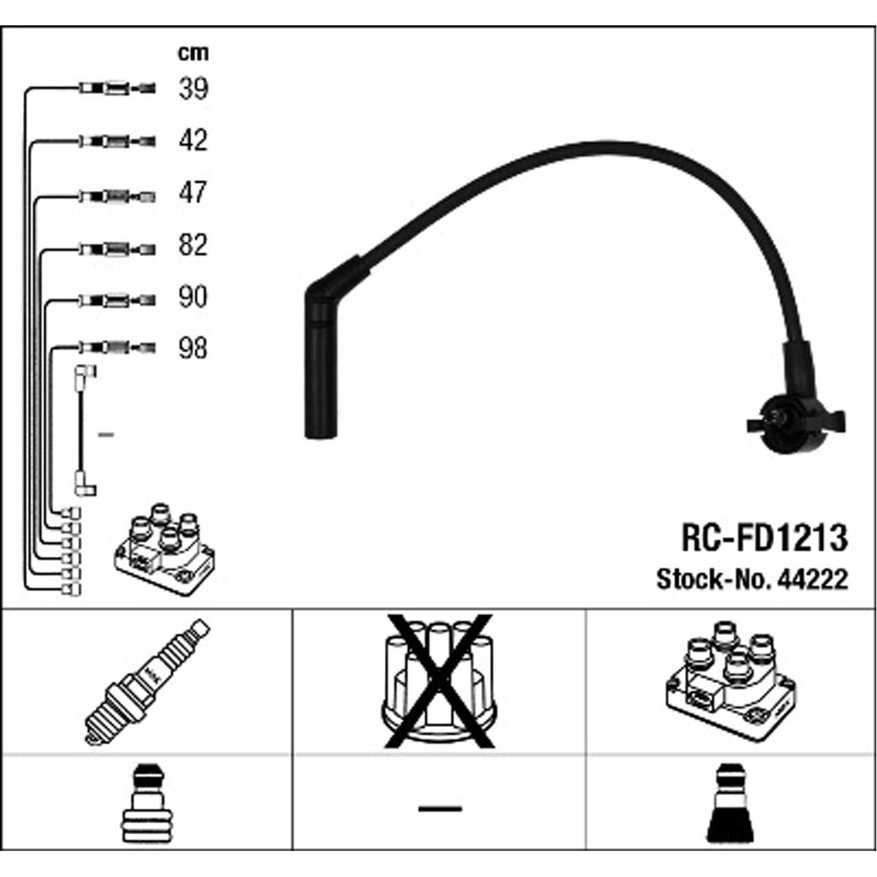 NGK 44222 RC-FD1213 Zündkabelsatz FORD Explorer (U2, U_) 4.0 V6 4WD 204/207 PS 1016833