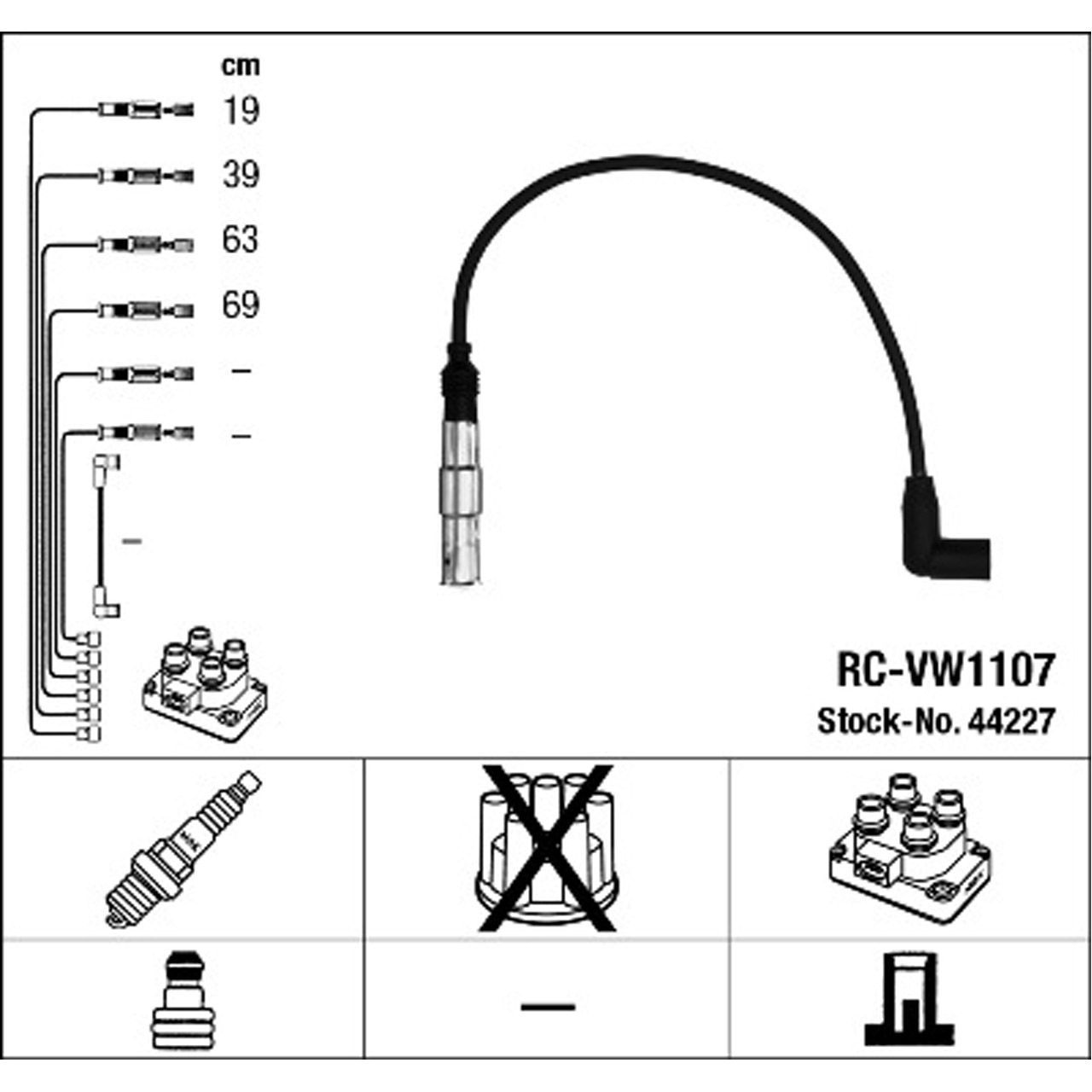 NGK 44227 RC-VW1107 Zündkabelsatz VW Golf 4 Bora Caddy 3 Touran 2.0 / EcoFuel 109/115 PS