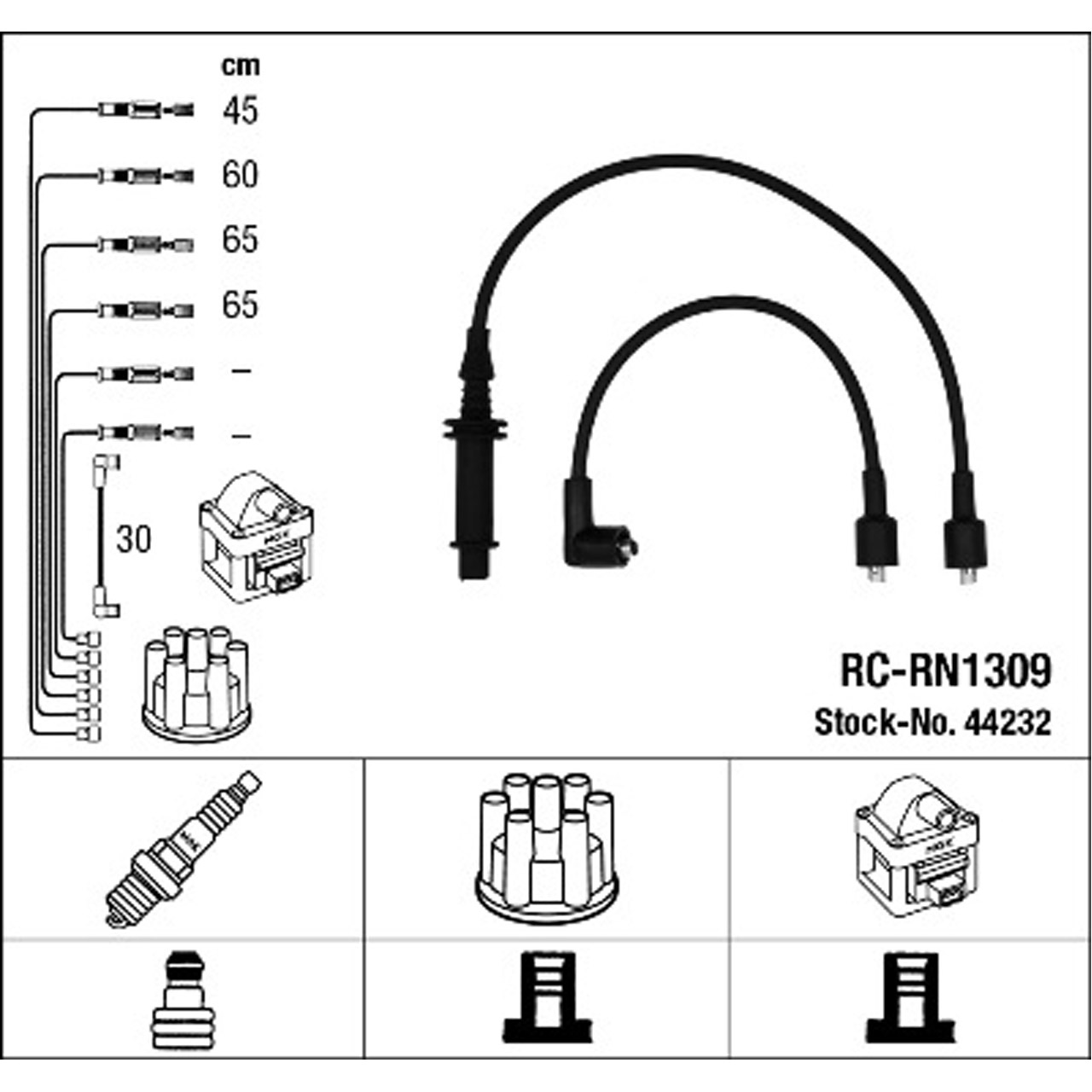 NGK 44232 RC-RN1309 Zündkabelsatz RENAULT 14 (121_) 1.2 58 PS bis 06.1983 7700854824