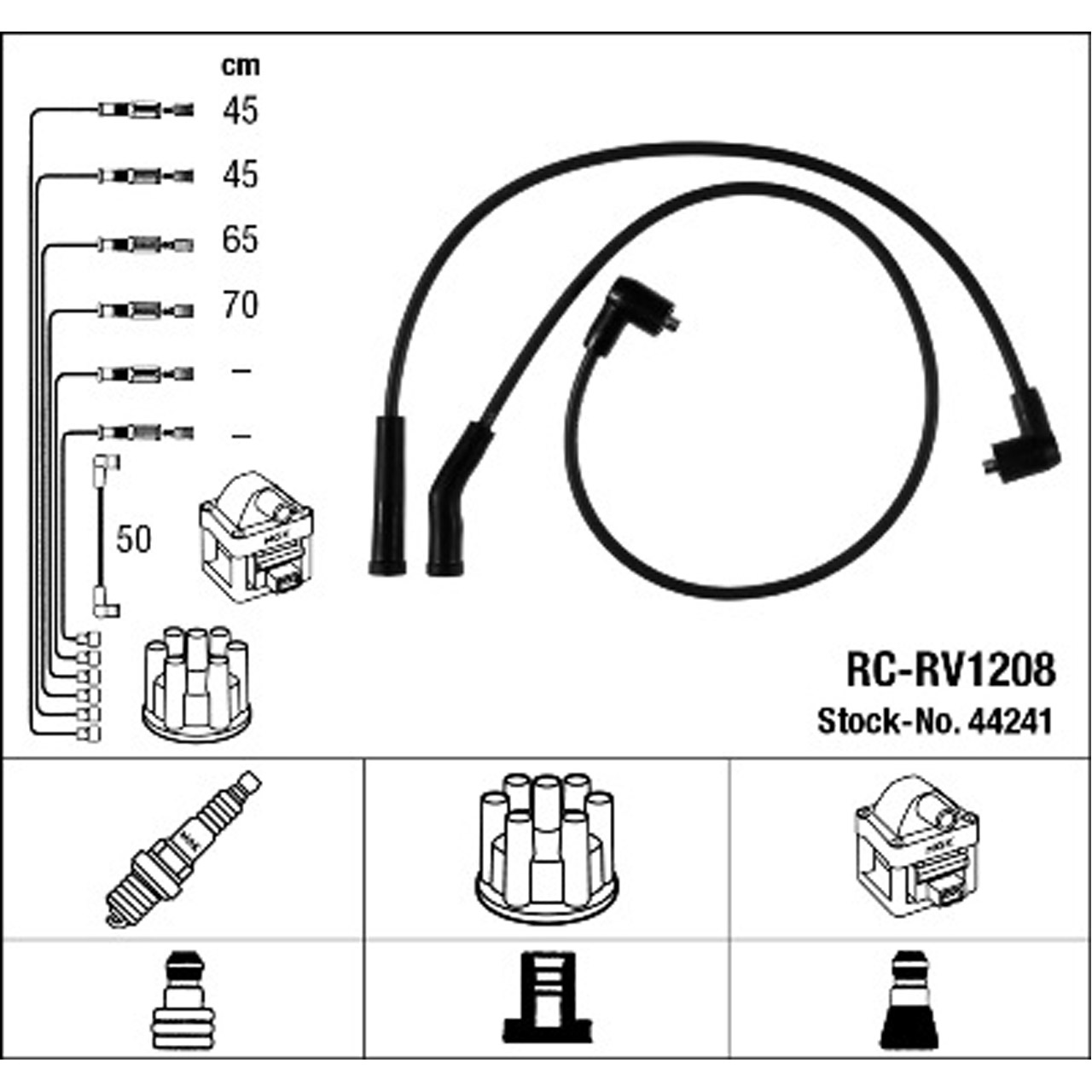 NGK 44241 RC-RV1208 Zündkabelsatz ROVER 100 / Metro (XP) 111 114 60/75 PS GHT287