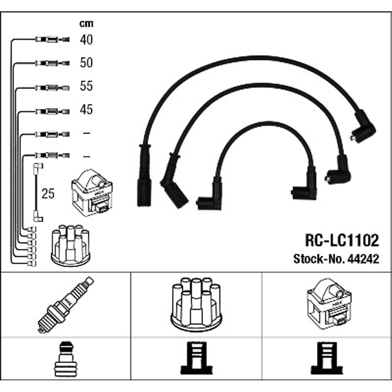 NGK 44242 RC-LC1102 Zündkabelsatz LANCIA Dedra (835_) 2.0 i.e. 113 PS ab 10.1994 7791456