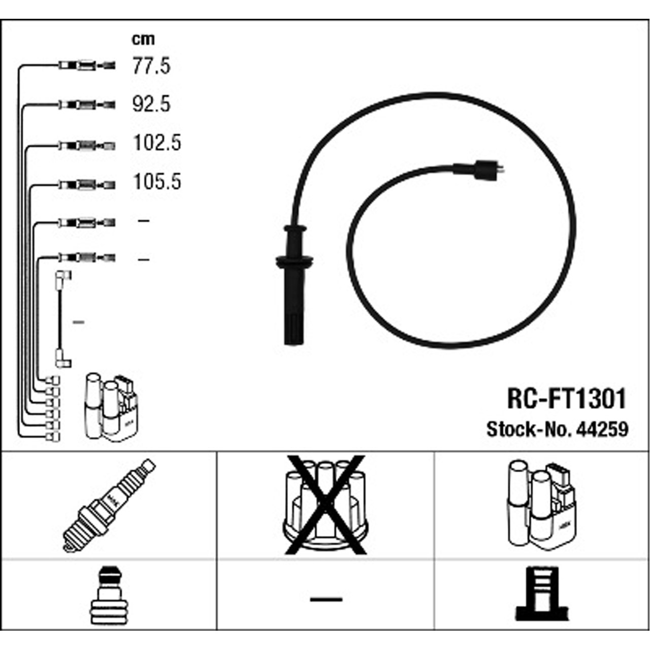 NGK 44259 RC-FT1301 Zündkabelsatz ALFA ROMEO 155 (167_) 2.0 16V Turbo Q4 7733566