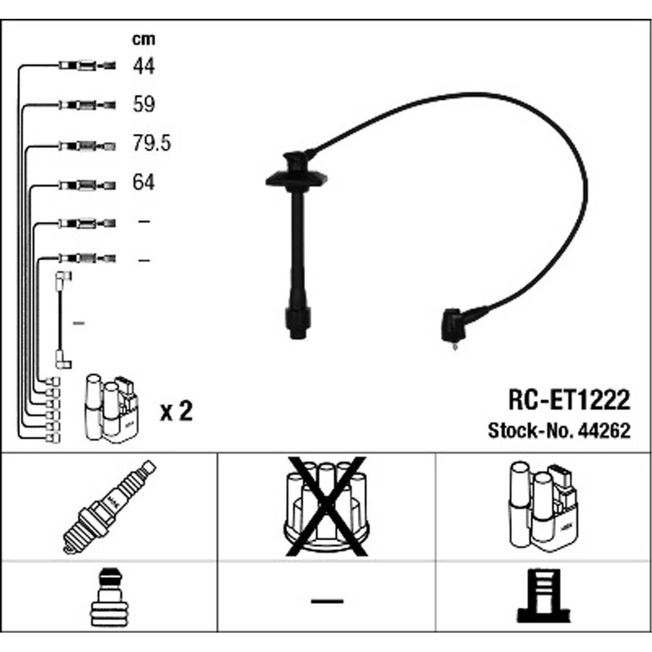 NGK 44262 RC-ET1222 Zündkabelsatz TOYOTA Rav 4 I (_A1_) 2.0 4WD 129 PS 9091921591