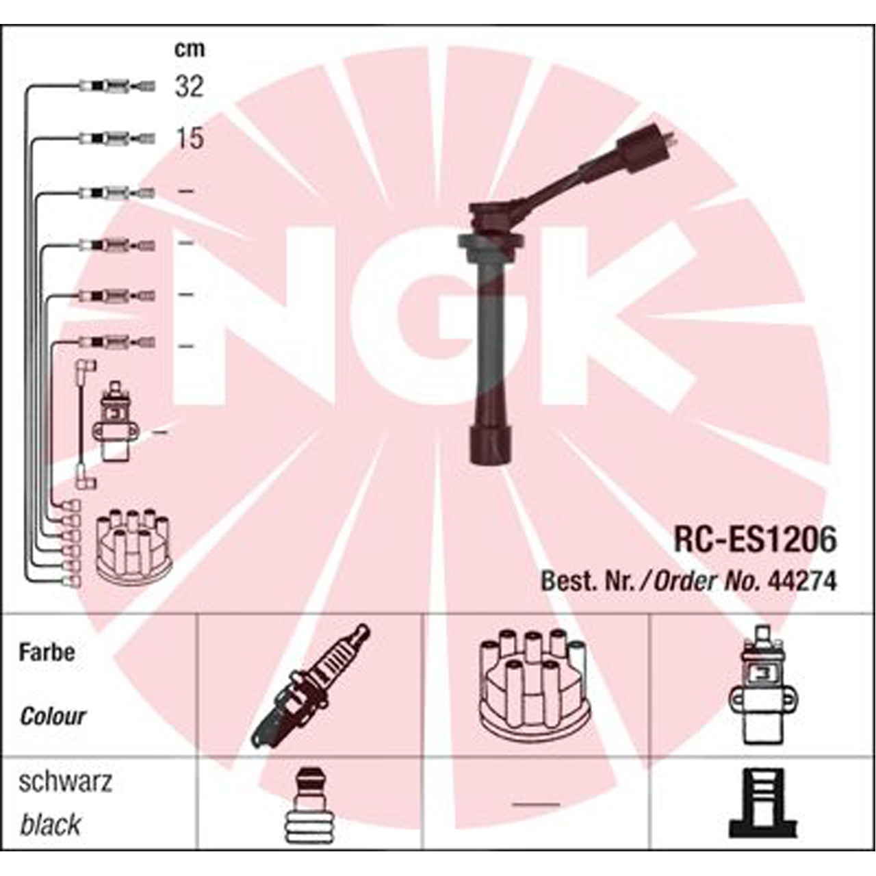 NGK 44274 RC-ES1206 Zündkabelsatz SUZUKI Alto 6 Baleno Ignis Jimny Swift 2 1.1-1.6