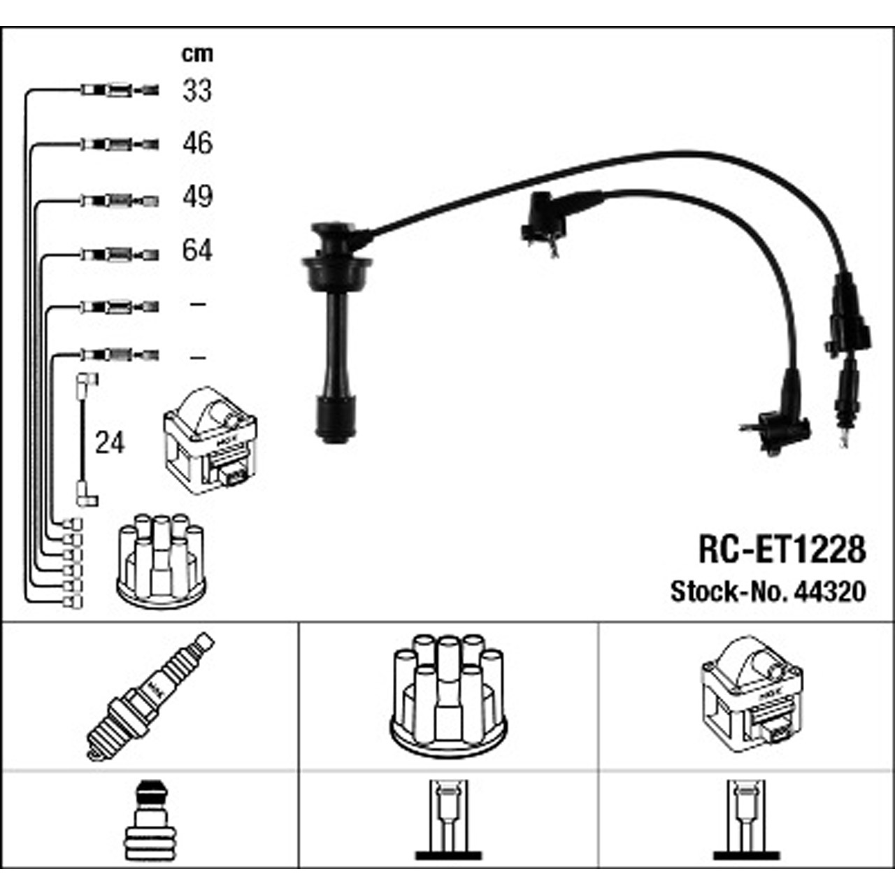NGK 44320 RC-ET1228 Zündkabelsatz TOYOTA Celica (_T18_) 2.0 / GTi 156 PS 90919-21525