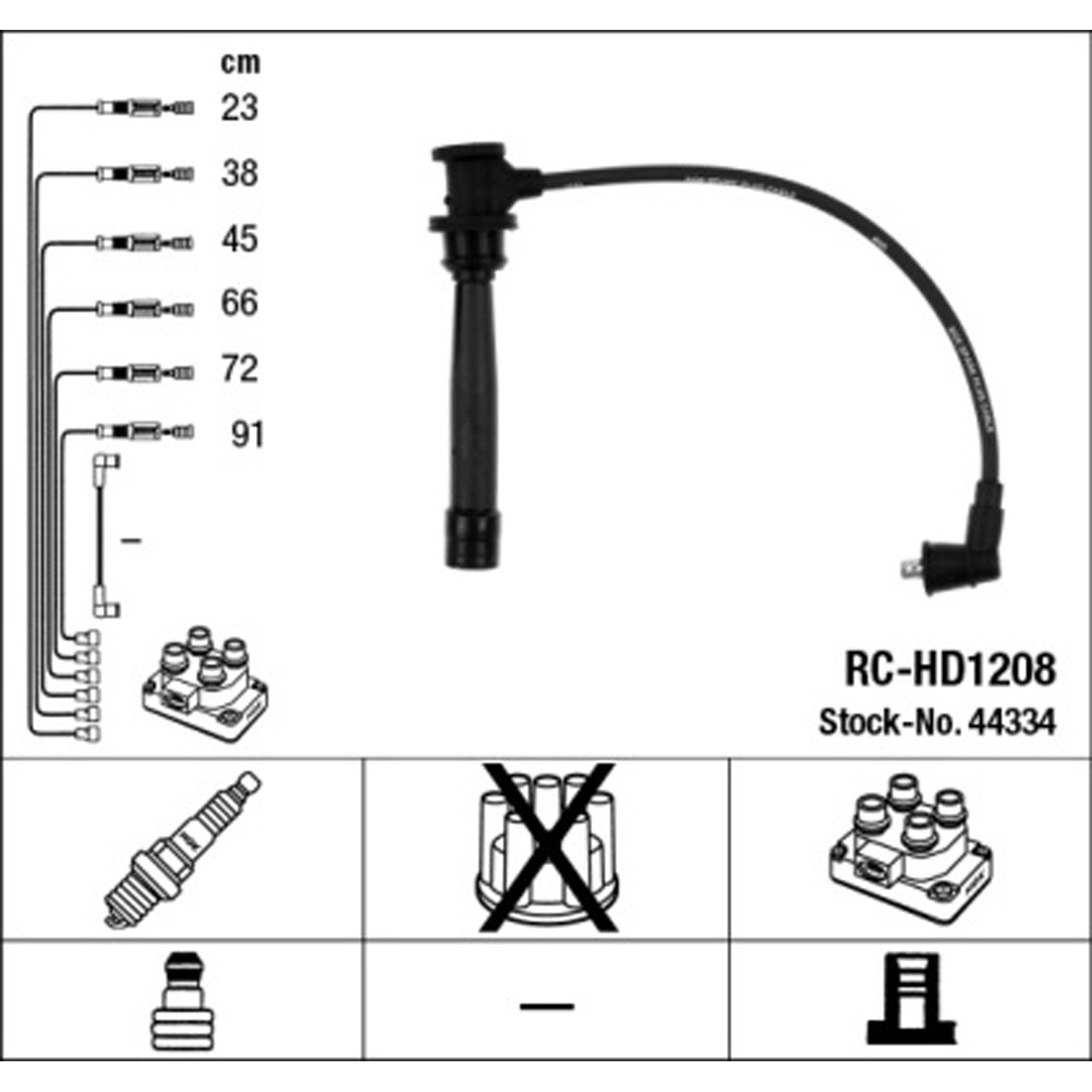NGK 44334 RC-HD1208 Zündkabelsatz HYUNDAI Coupe 1 2 2.7 V6 KIA Magentis 1 2.5 V6