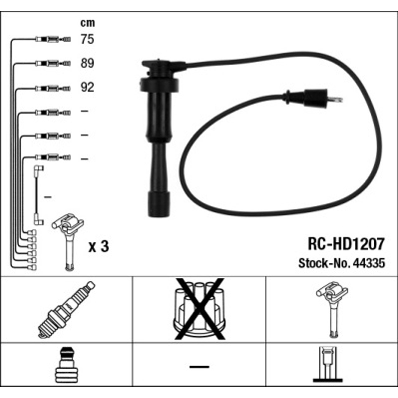 NGK 44335 RC-HD1207 Zündkabelsatz HYUNDAI Equus / Centennial (JS) 4.5 265 PS