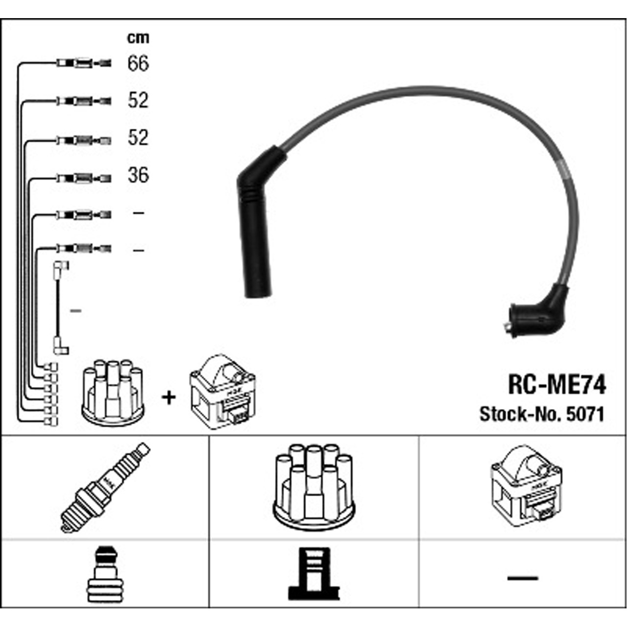 NGK 5071 RC-ME74 Zündkabelsatz MITSUBISHI Colt 3 4 5 Lancer 4 5 6 1.3 12V 60/75/85 PS