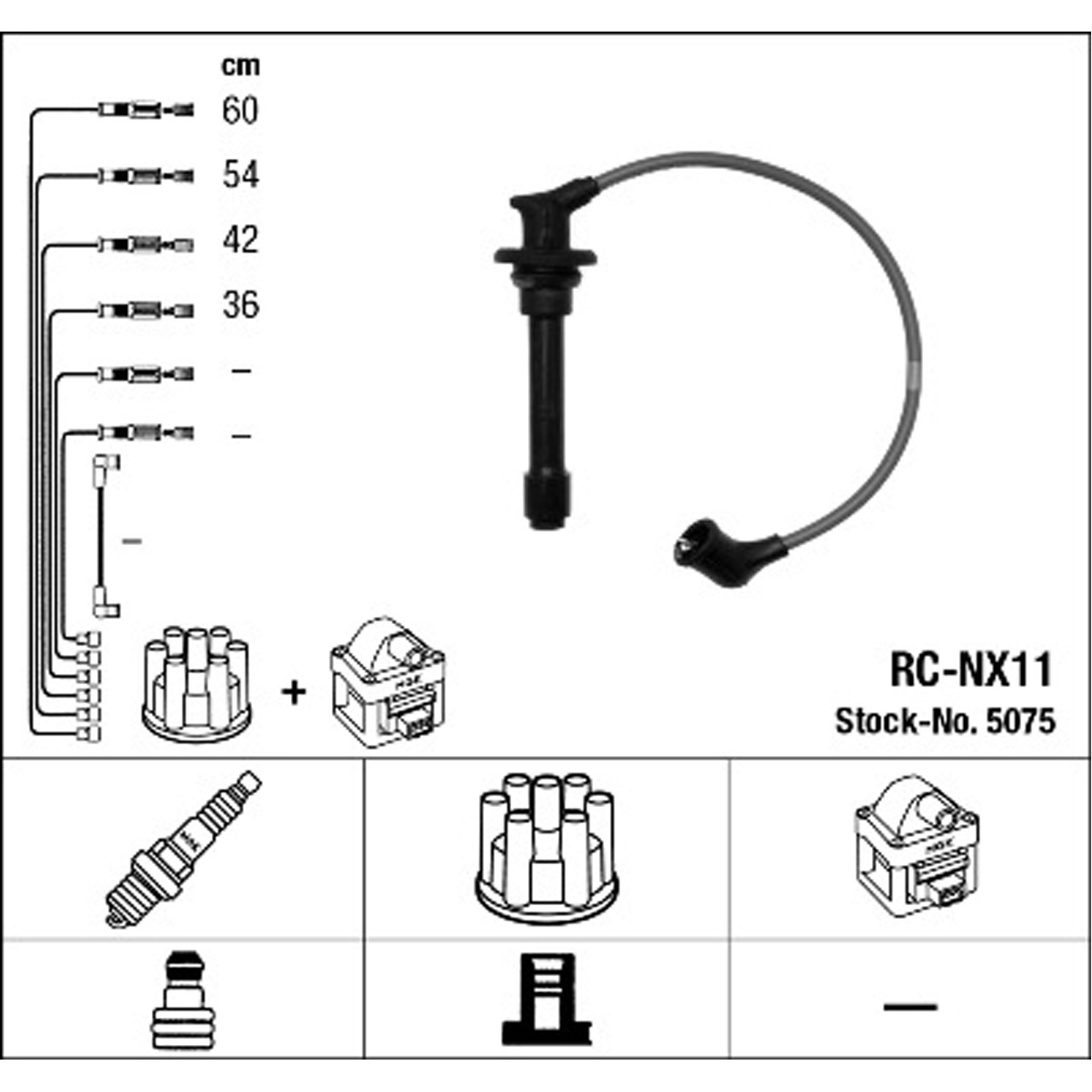 NGK 5075 RC-NX11 Zündkabelsatz NISSAN Primera (P10) 1.6 2.0 Sunny 2 N13 3 N14 1.4 1.6