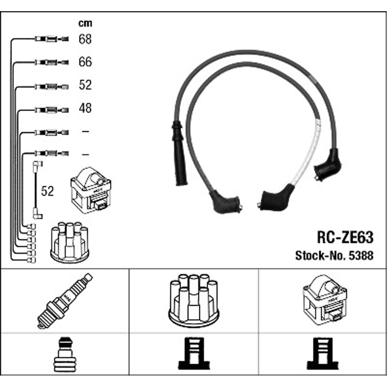 NGK 5388 RC-ZE63 Zündkabelsatz MAZDA 323 S IV (BG) 1.3 67 PS 8BBE18140