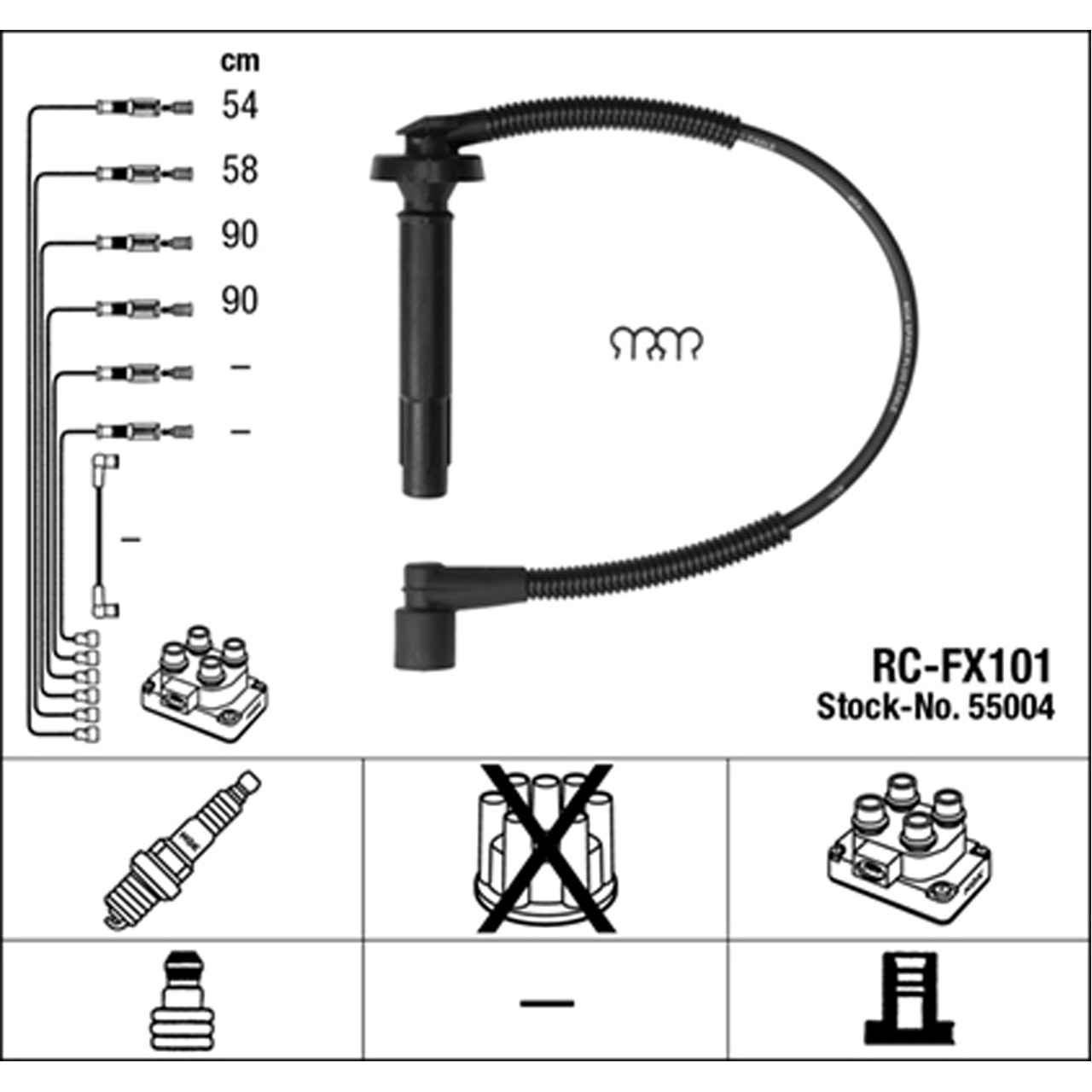 NGK 55004 RC-FX101 Zündkabelsatz SUBARU Legacy 4 Outback (BL, BP) 2.5 165/173 PS