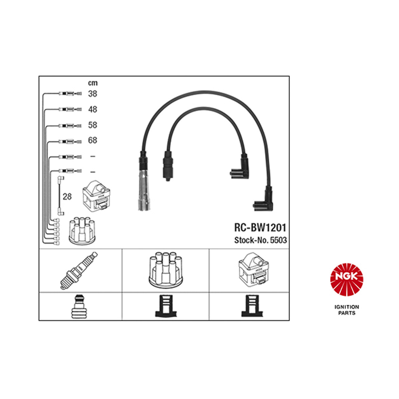 NGK 5503 RC-BW1201 Zündkabelsatz BMW 3er E21 316 318 320 320i M10 B16 / B18 / B20