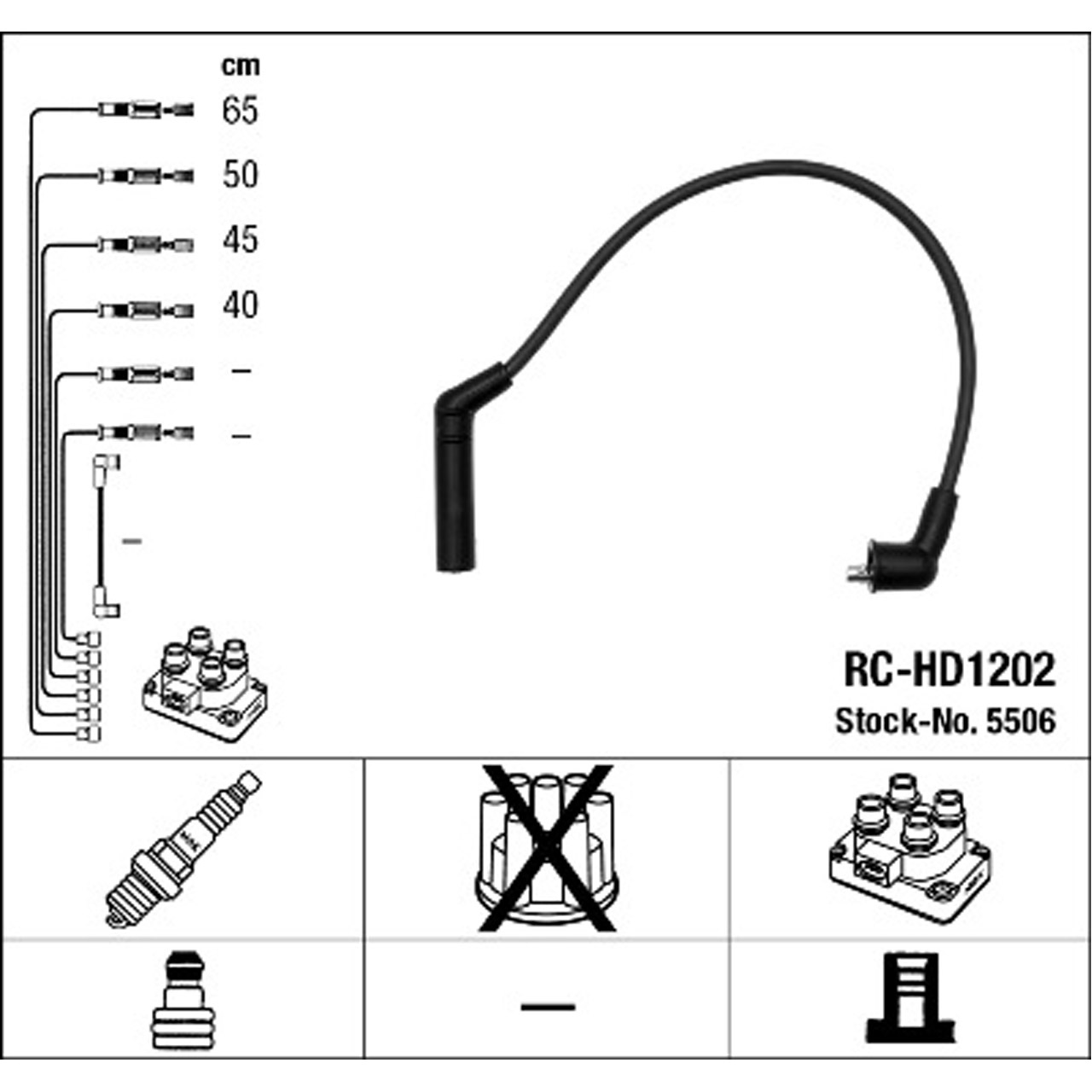 NGK 5506 RC-HD1202 Zündkabelsatz HYUNDAI Accent 2 (LC) GETZ (TB) 1.3 1.3i 75-86 PS