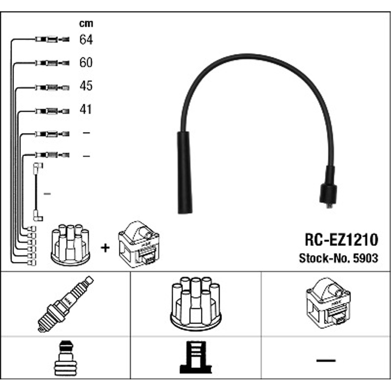 NGK 5903 RC-EZ1210 Zündkabelsatz MAZDA 323 V (BA) VI (BJ) 1.3 16V 73 PS