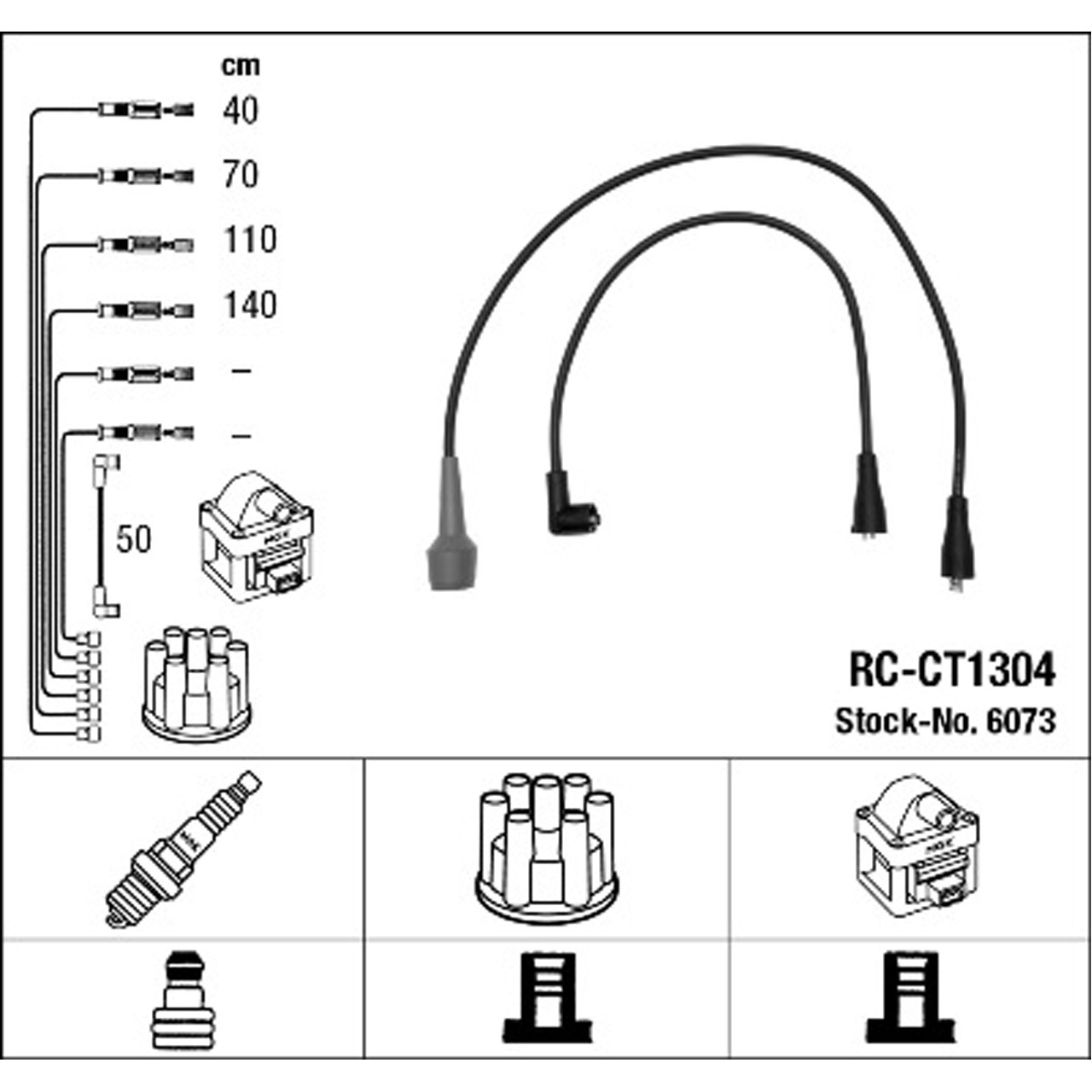 NGK 6073 RC-CT1304 Zündkabelsatz CITROEN GS 1.0 1.1 1.2 A 1.3 54/57/58/65 PS