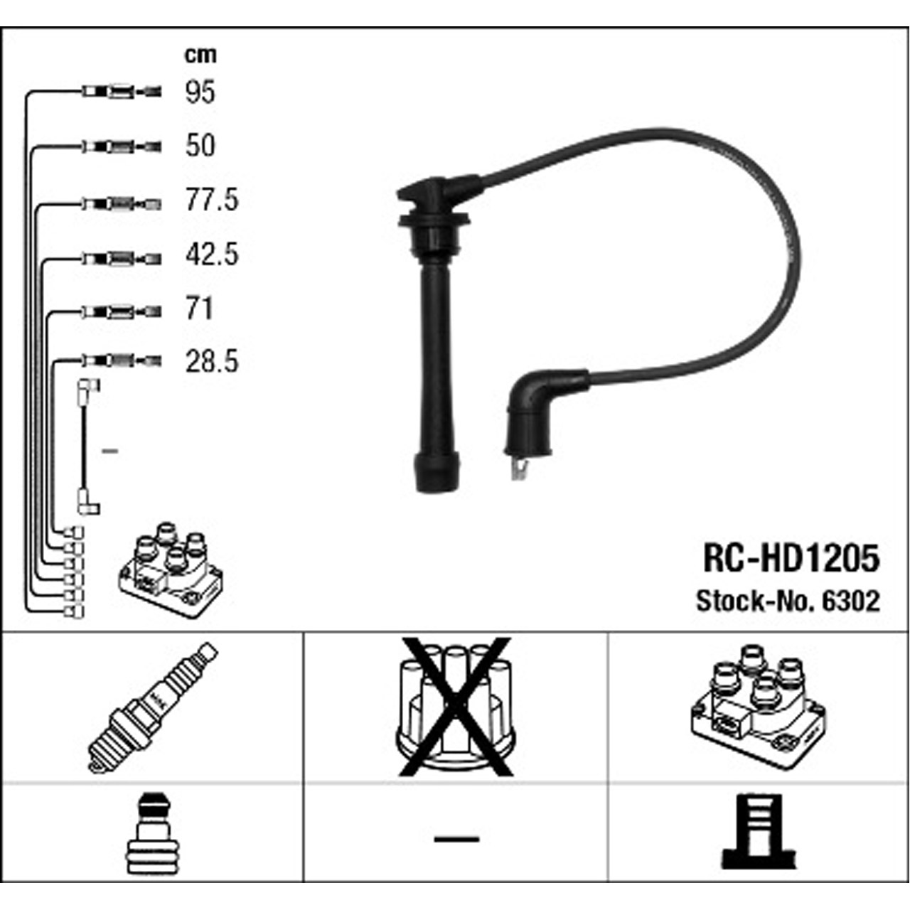 NGK 6302 RC-HD1205 Zündkabelsatz HYUNDAI Sonata 4 Trajet Tucson KIA Sportage 2 V6