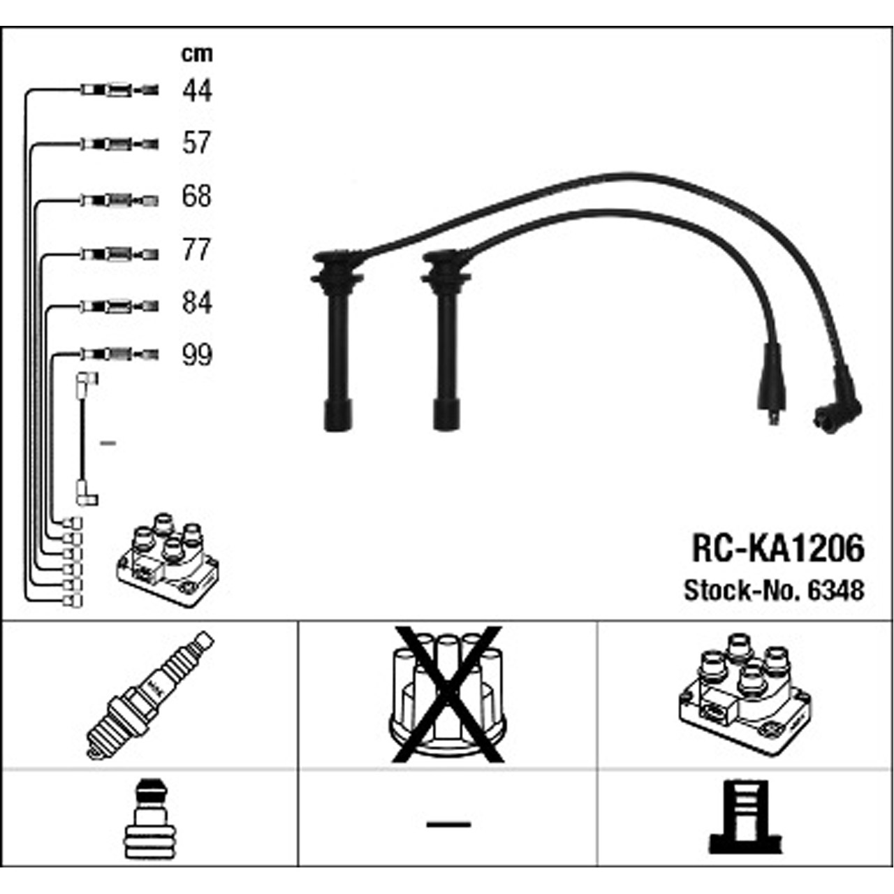 NGK 6348 RC-KA1206 Zündkabelsatz KIA Carnival 1 (UP) 2.5 V6 150/165 PS 08.1999-06.2006