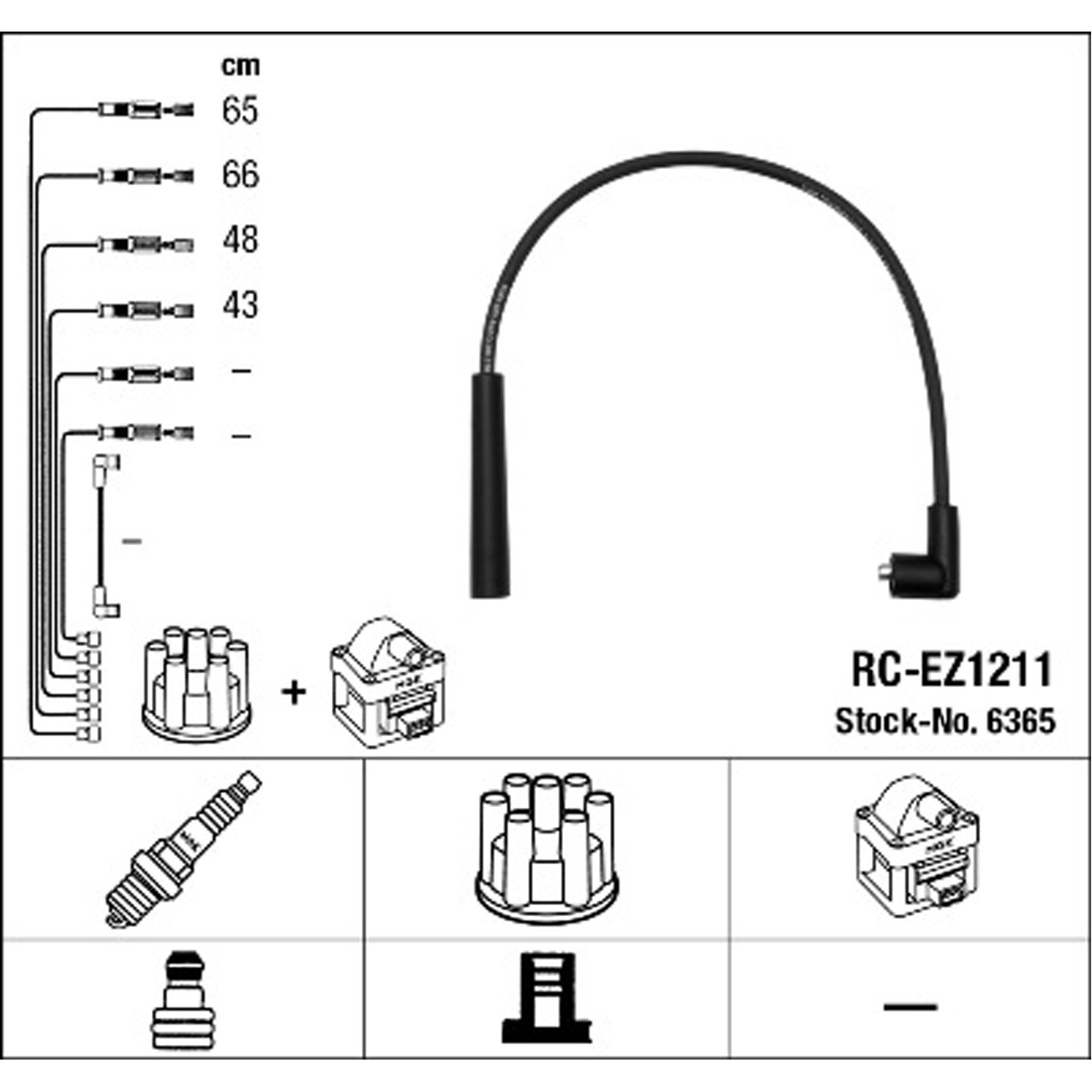 NGK 6365 RC-EZ1211 Zündkabelsatz MAZDA 121 II (DB) 1.3i 16V 72 PS 11.1990-03.1996