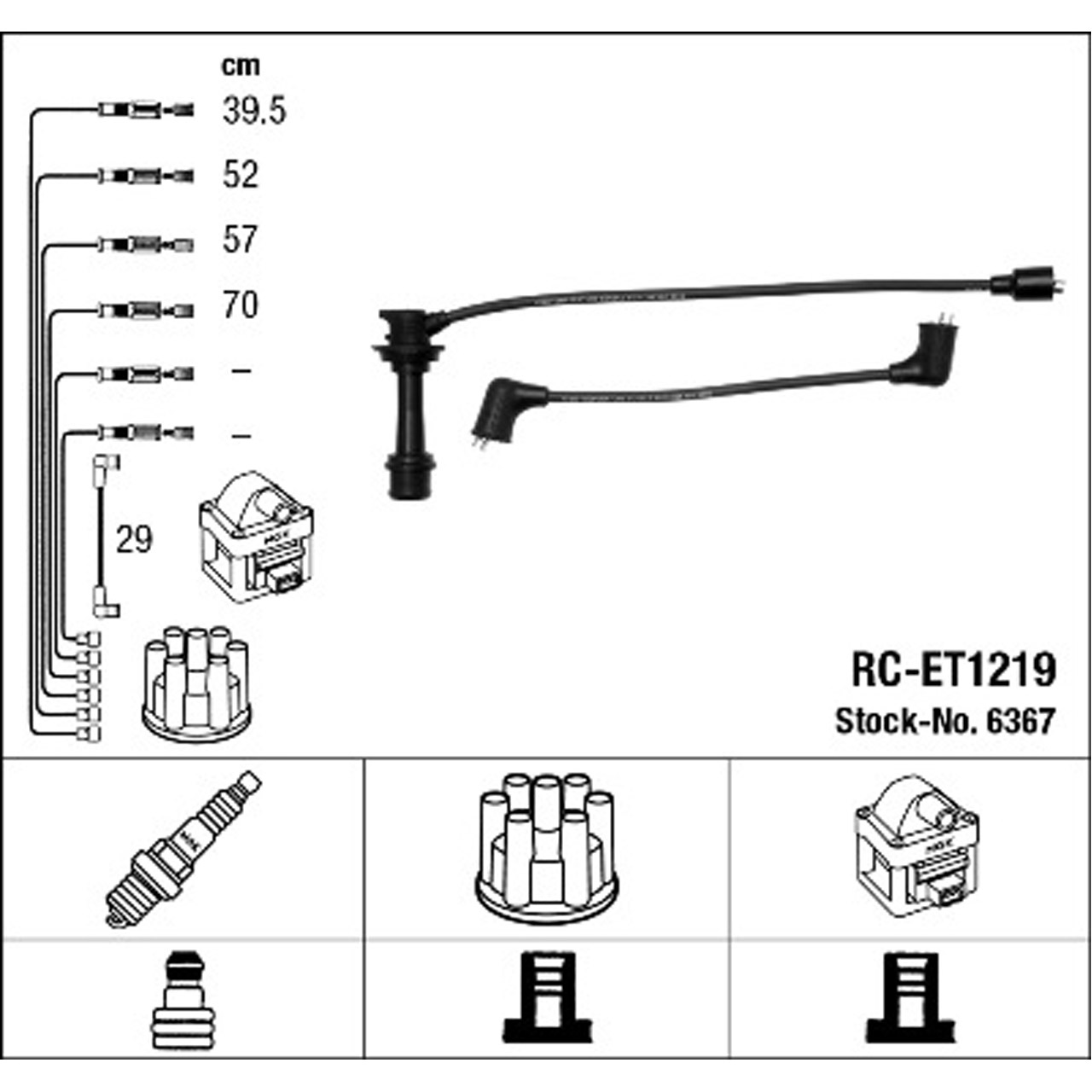 NGK 6367 RC-ET1219 Zündkabelsatz TOYOTA Celica (T16) (T18) 2.0 Turbo 185/208 PS